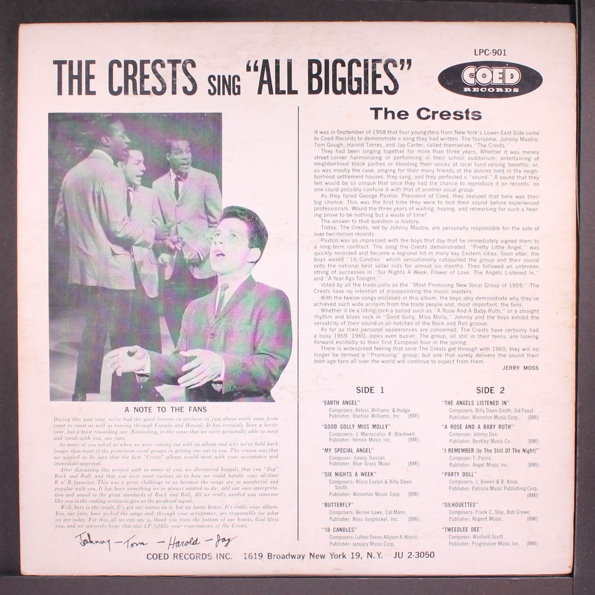 sing all biggies by CRESTS