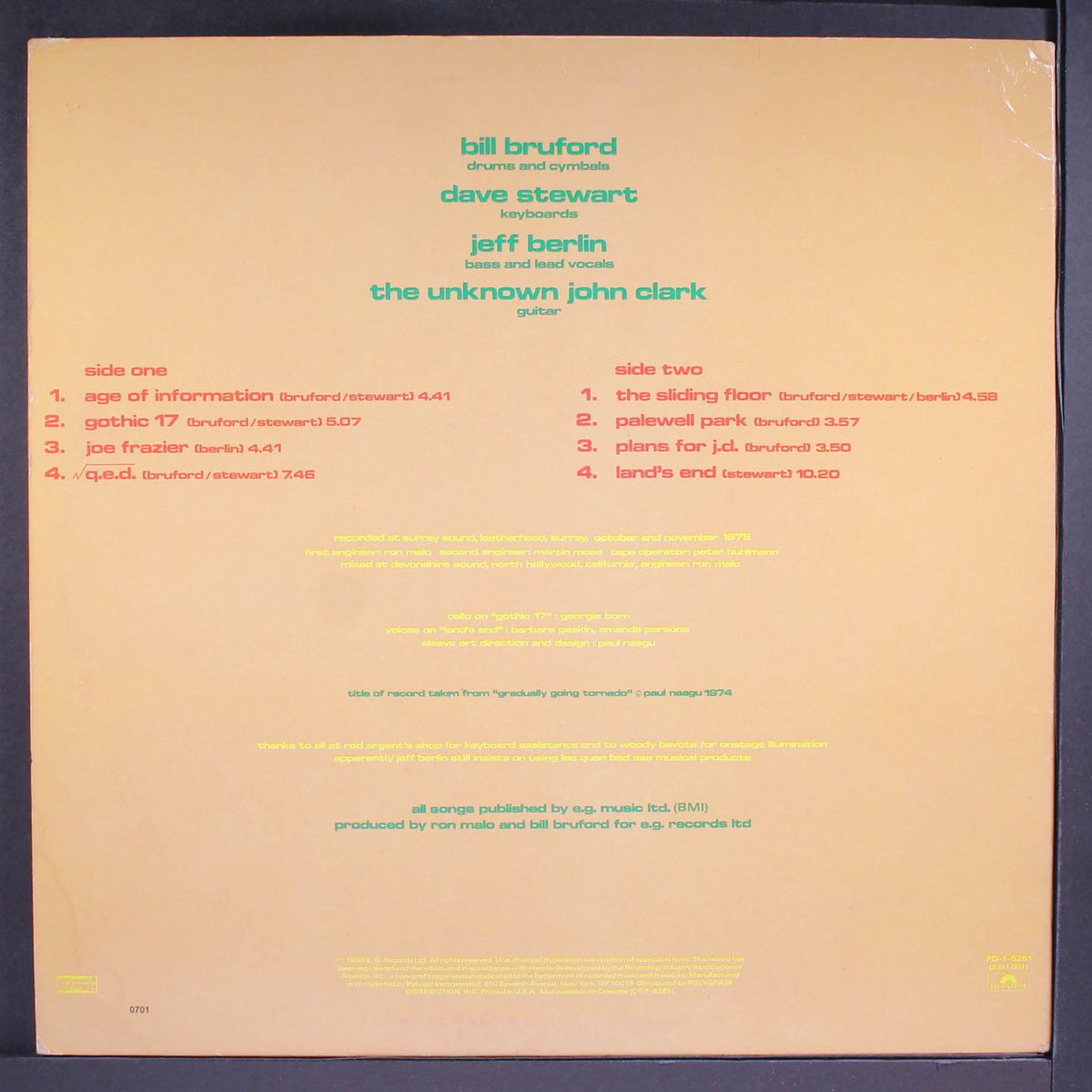gradually going tornado by BILL BRUFORD