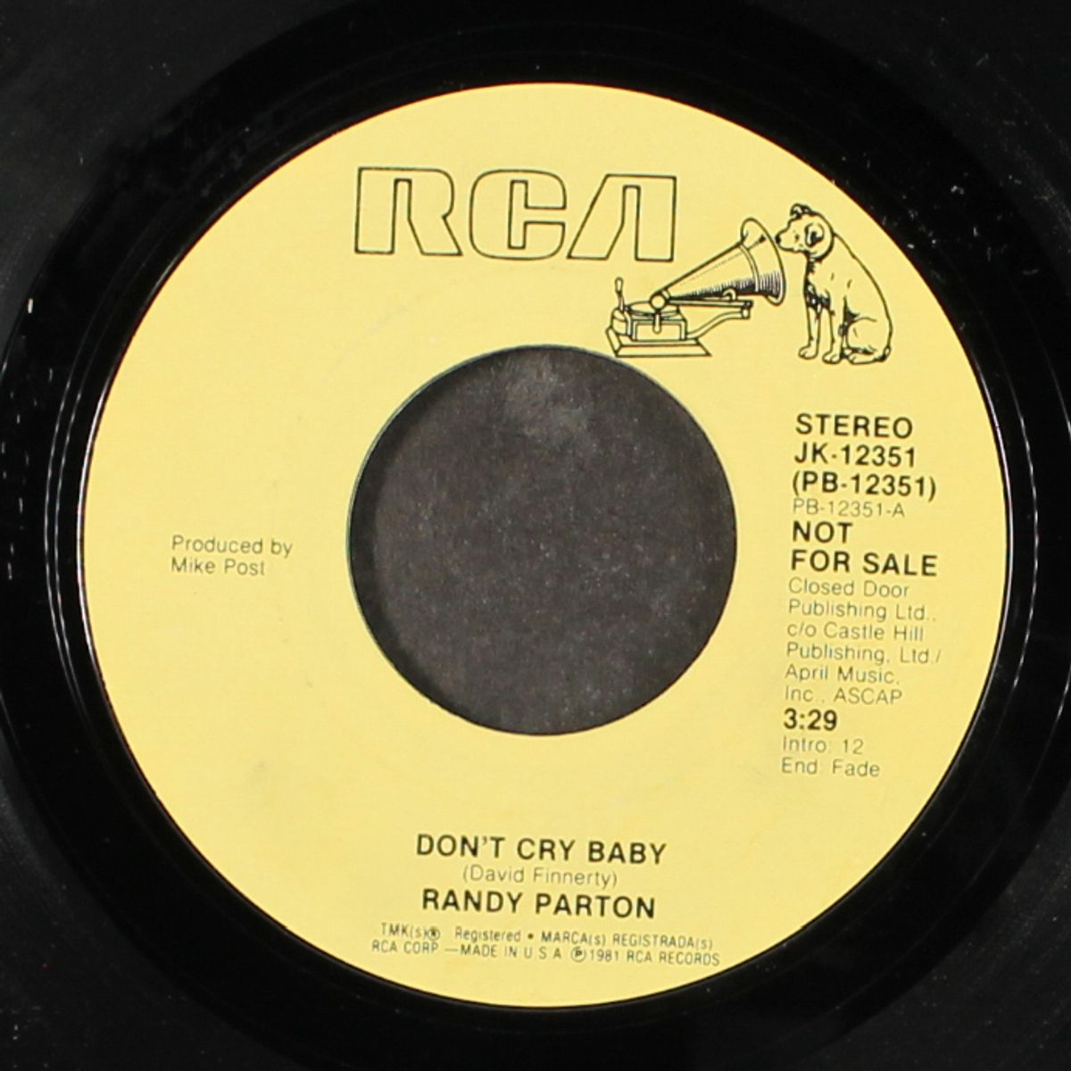 don't cry baby / same by RANDY PARTON