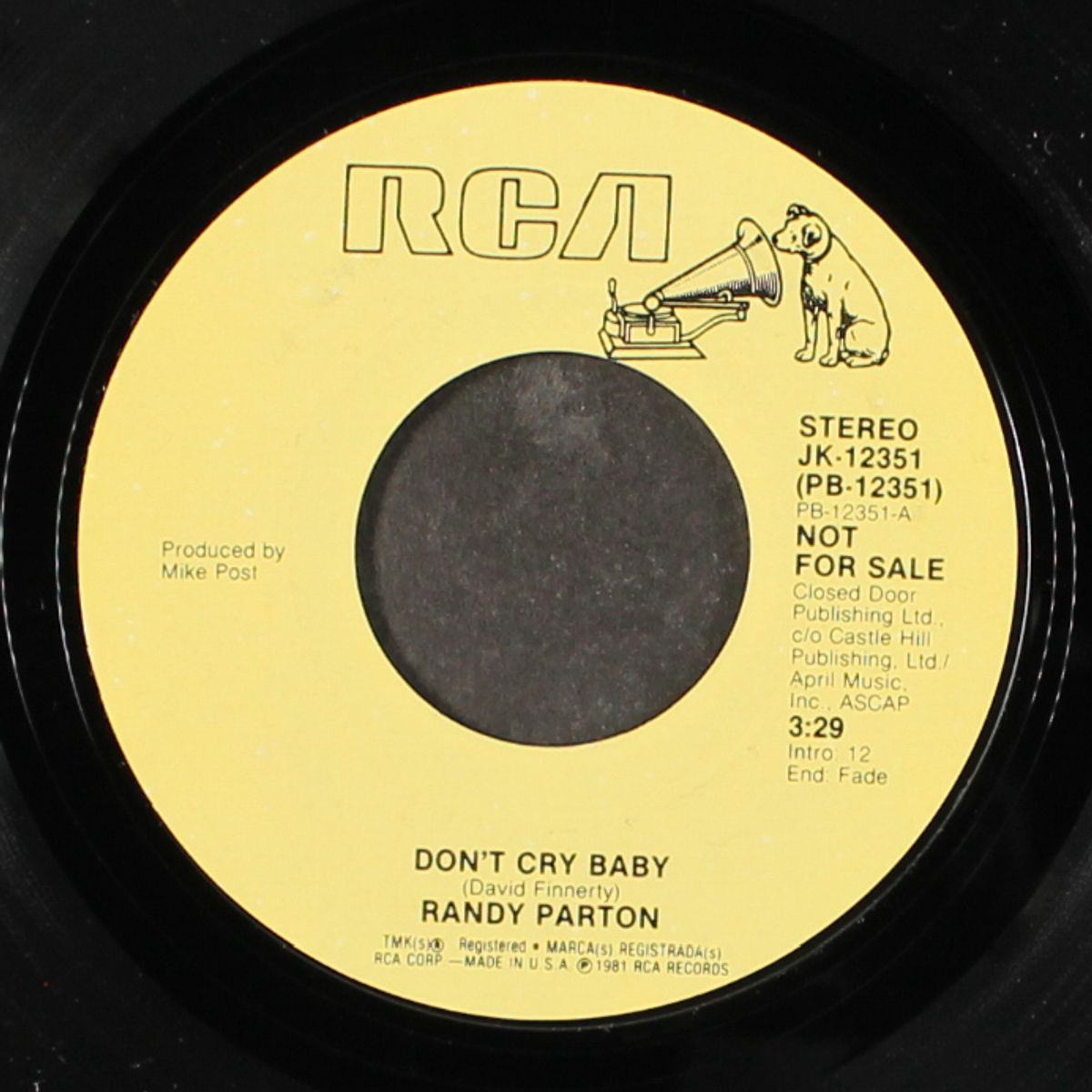 don't cry baby / same by RANDY PARTON