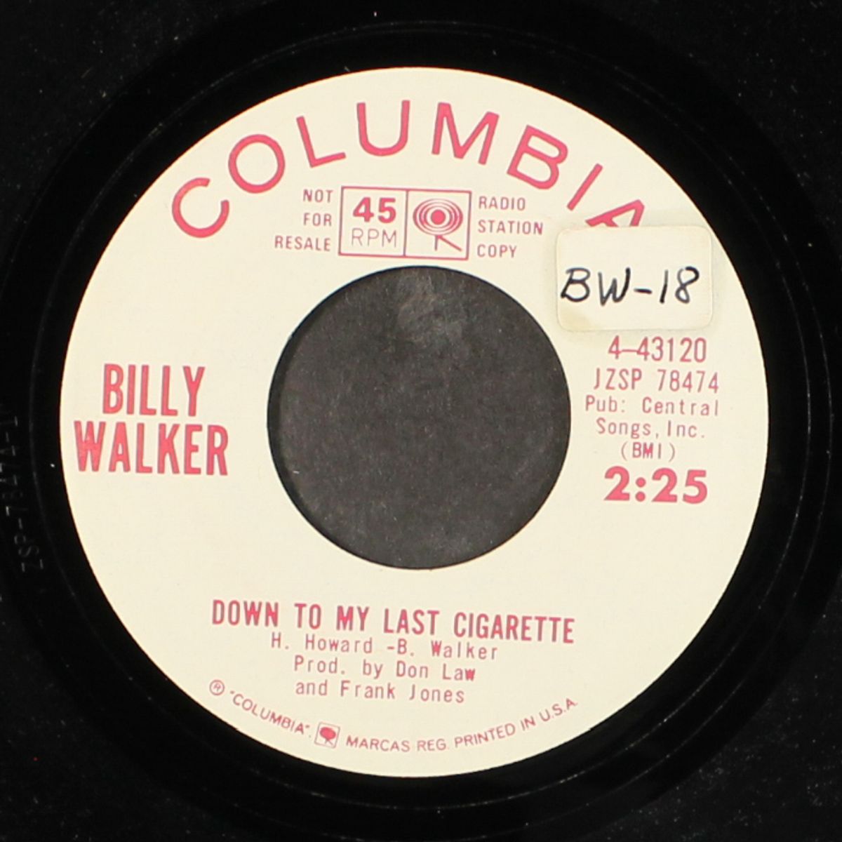 cross the brazos at waco / down to my last cigarette by BILLY WALKER