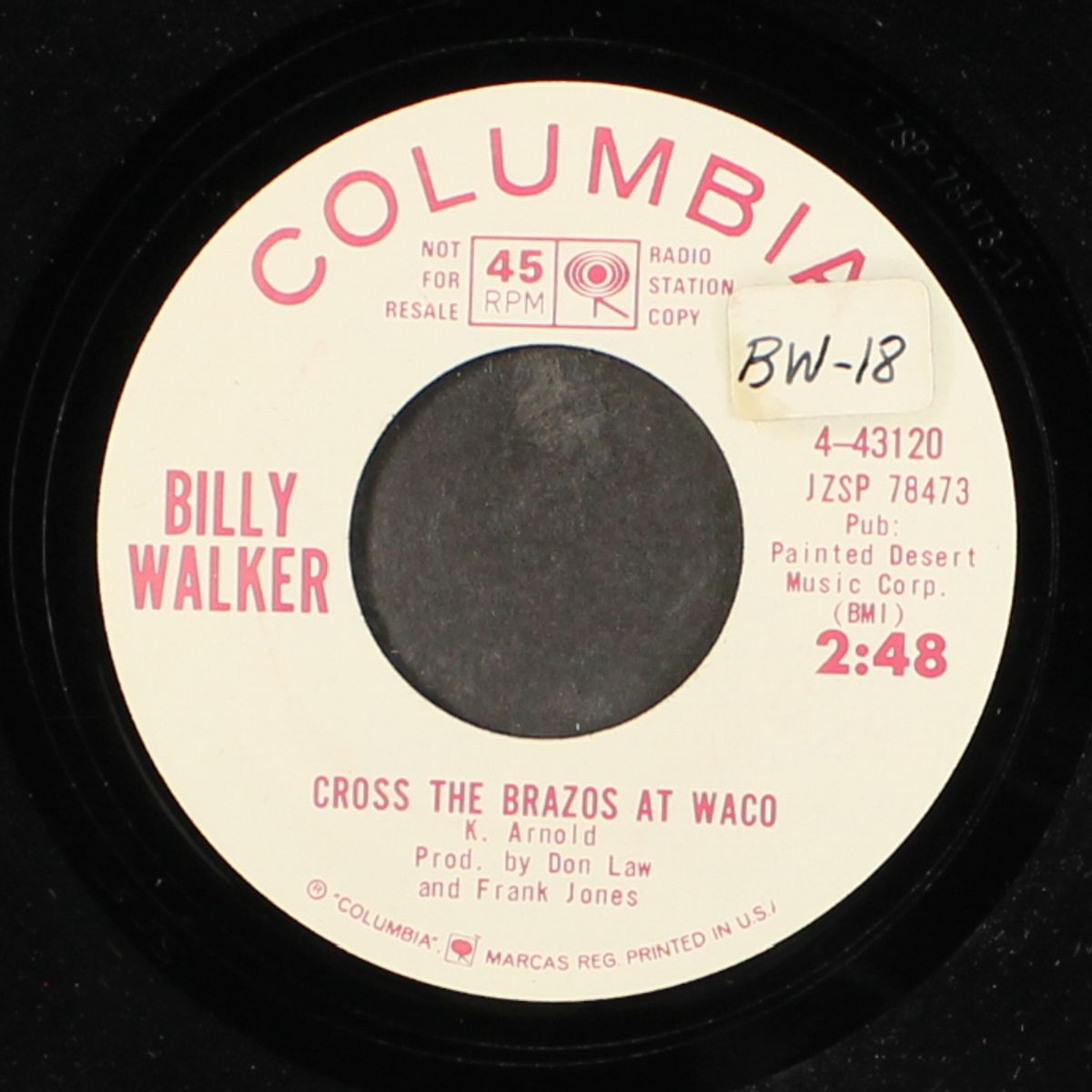 cross the brazos at waco / down to my last cigarette by BILLY WALKER