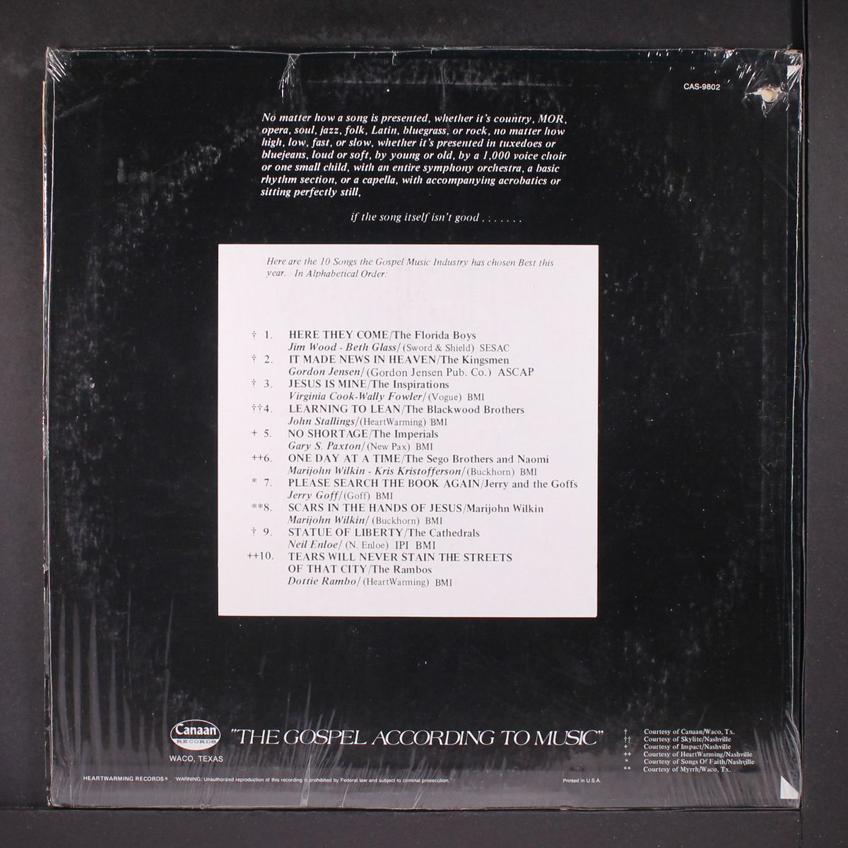 gospel muic association's top ten for 1976 by VARIOUS