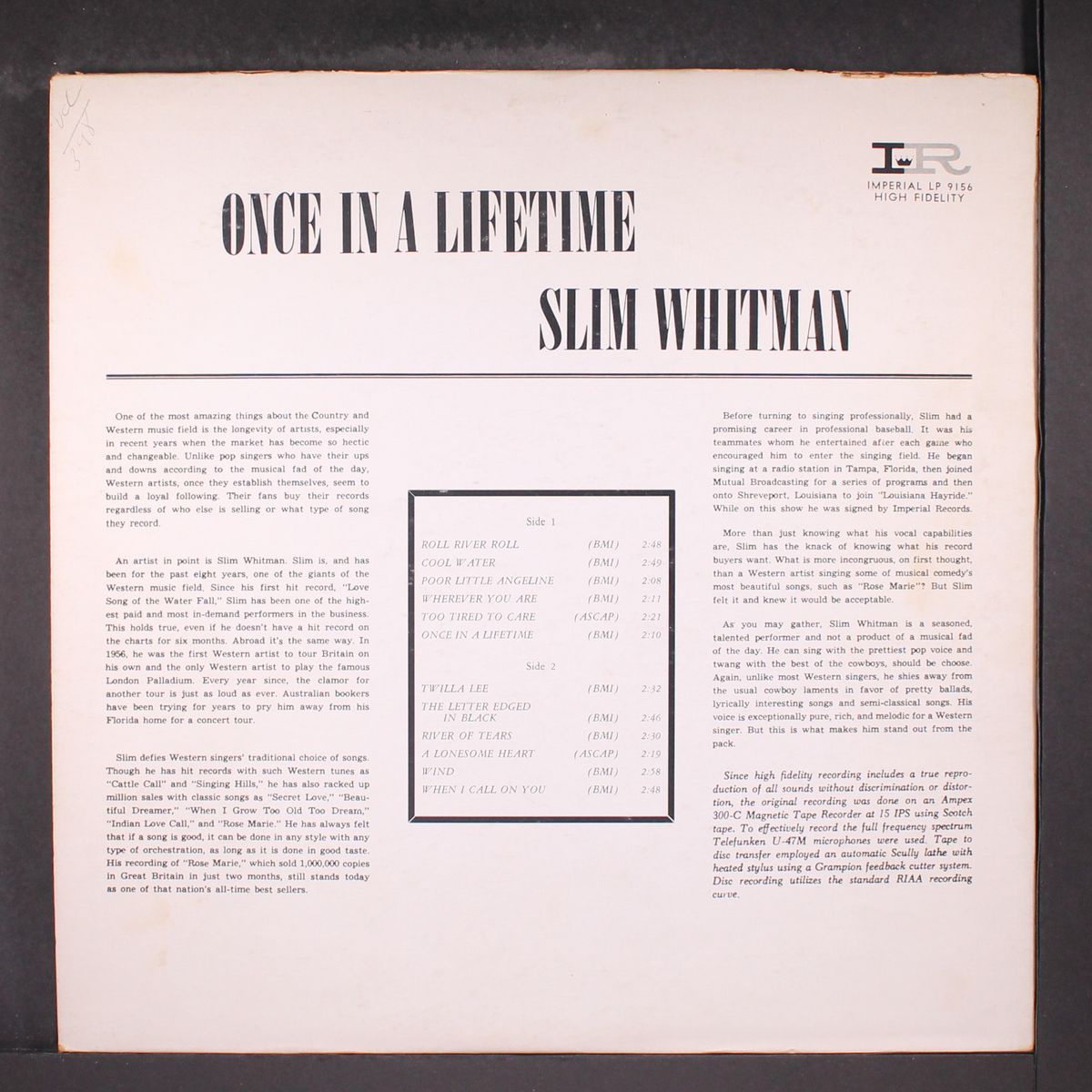 once in a lifetime by SLIM WHITMAN