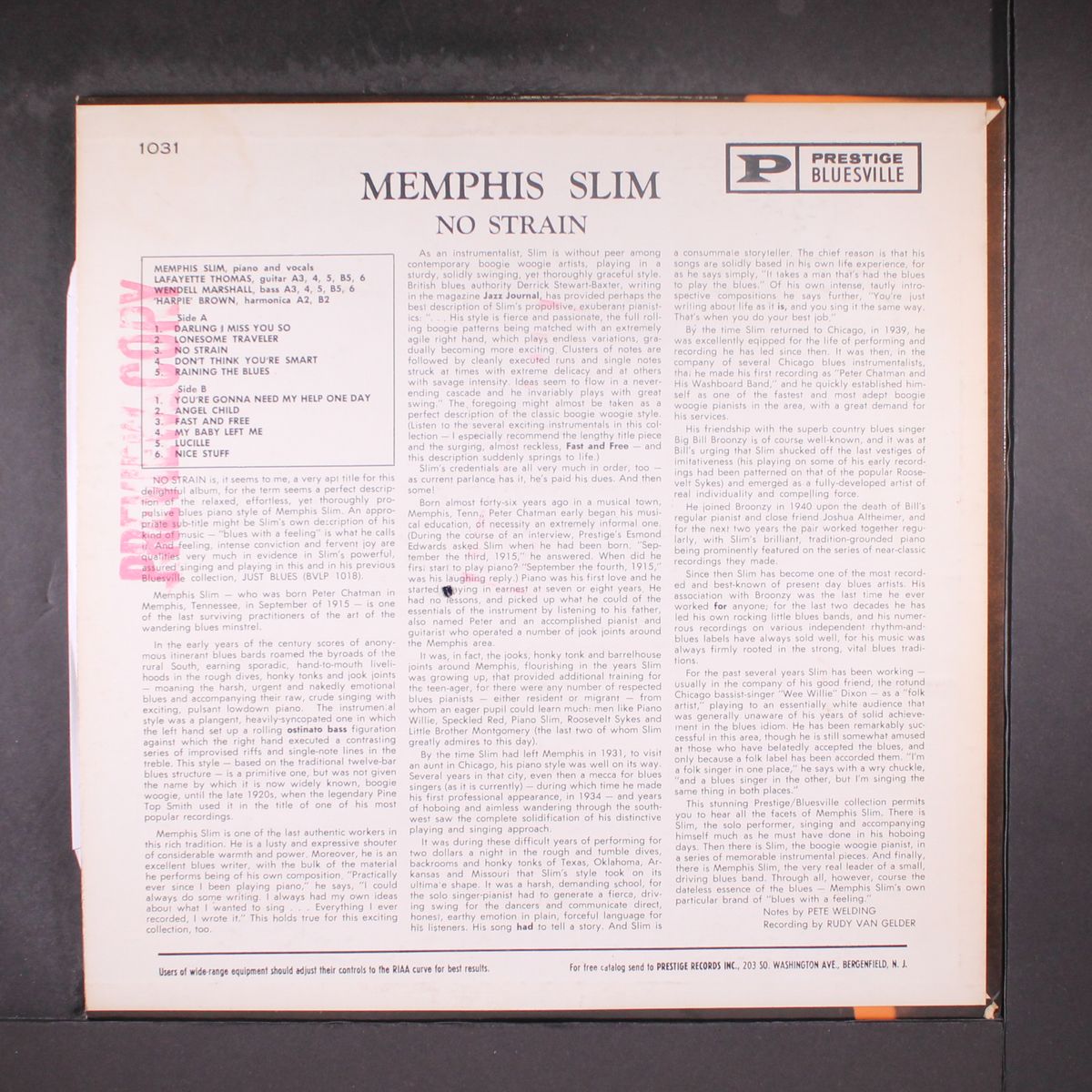 no strain by MEMPHIS SLIM