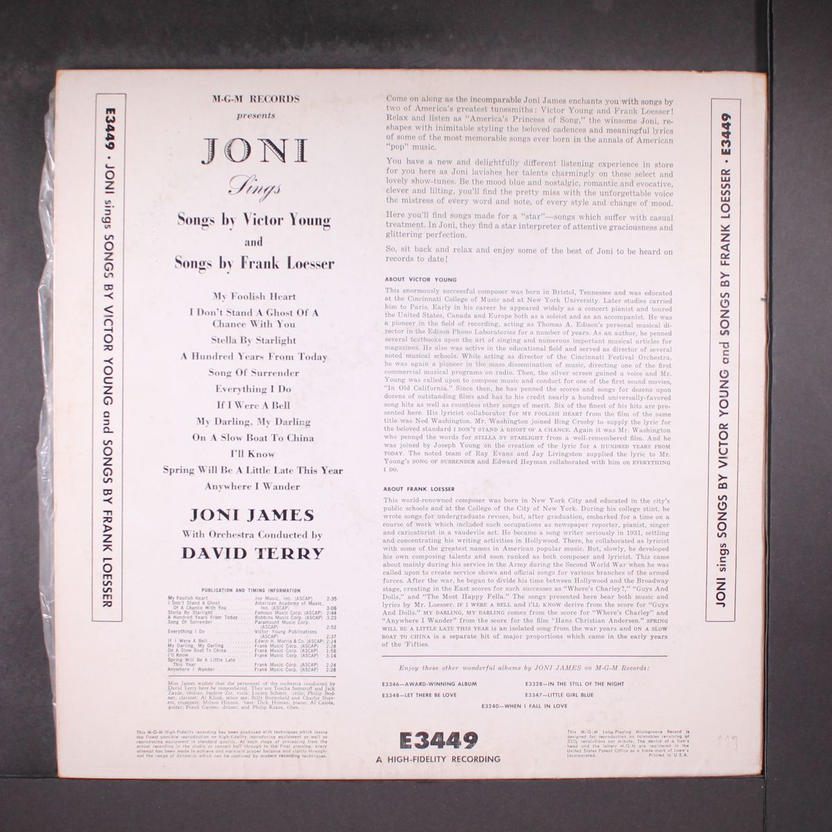 sings songs by young & loesser by JONI JAMES