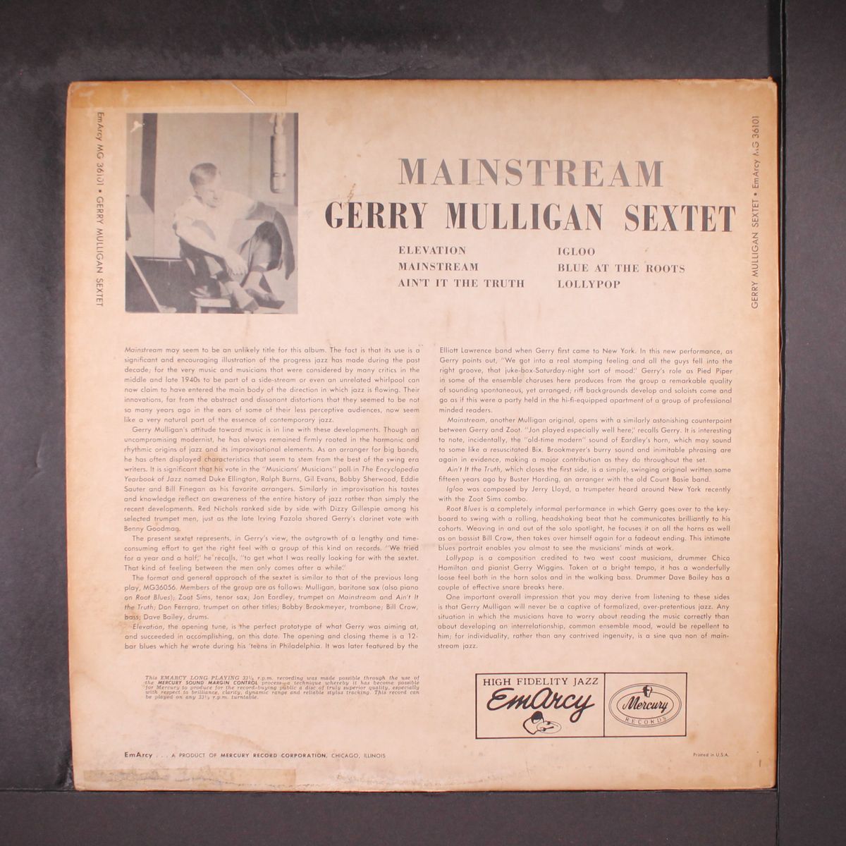 mainstream of jazz by GERRY MULLIGAN