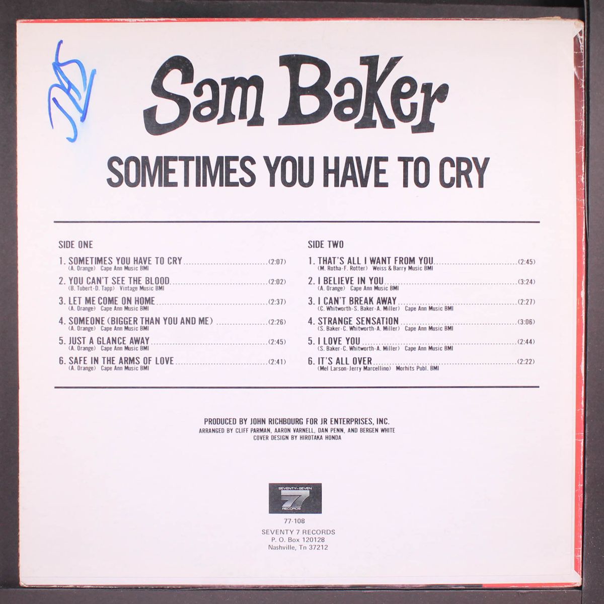 sometimes you have to cry by SAM BAKER