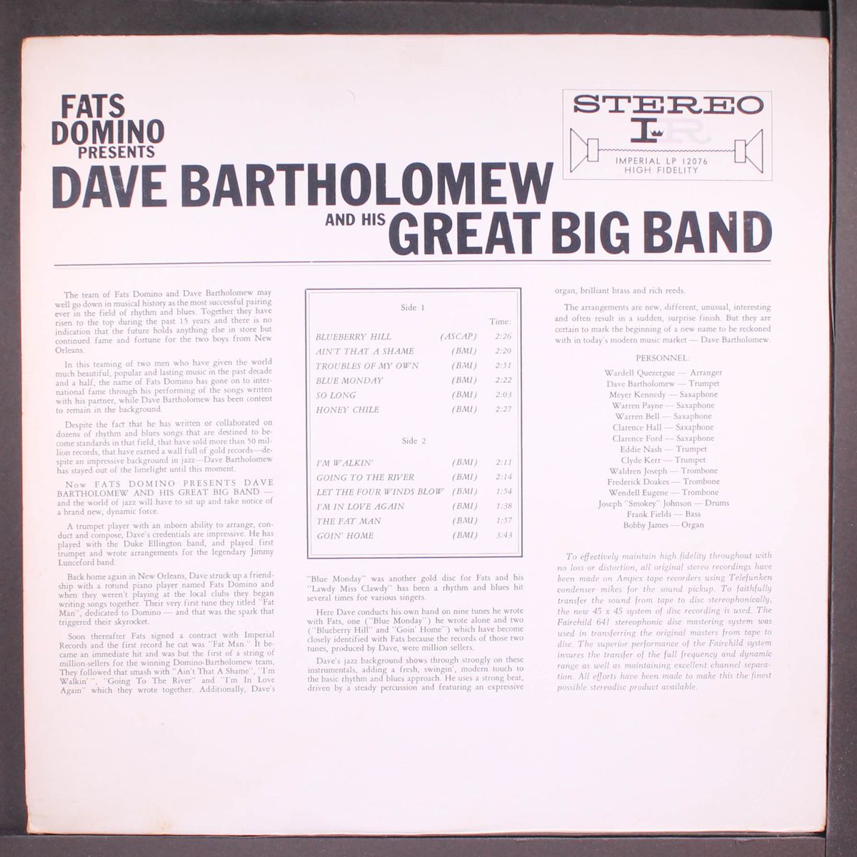 fats domino presents by DAVE BARTHOLOMEW