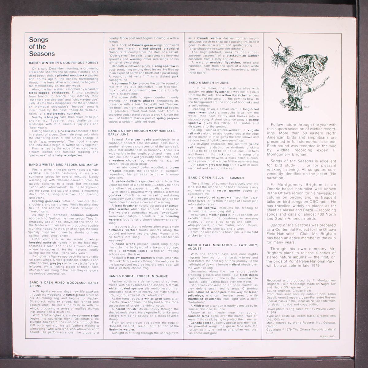 songs of the seasons by OTTAWA FIELD NATURALISTS SOCIETY
