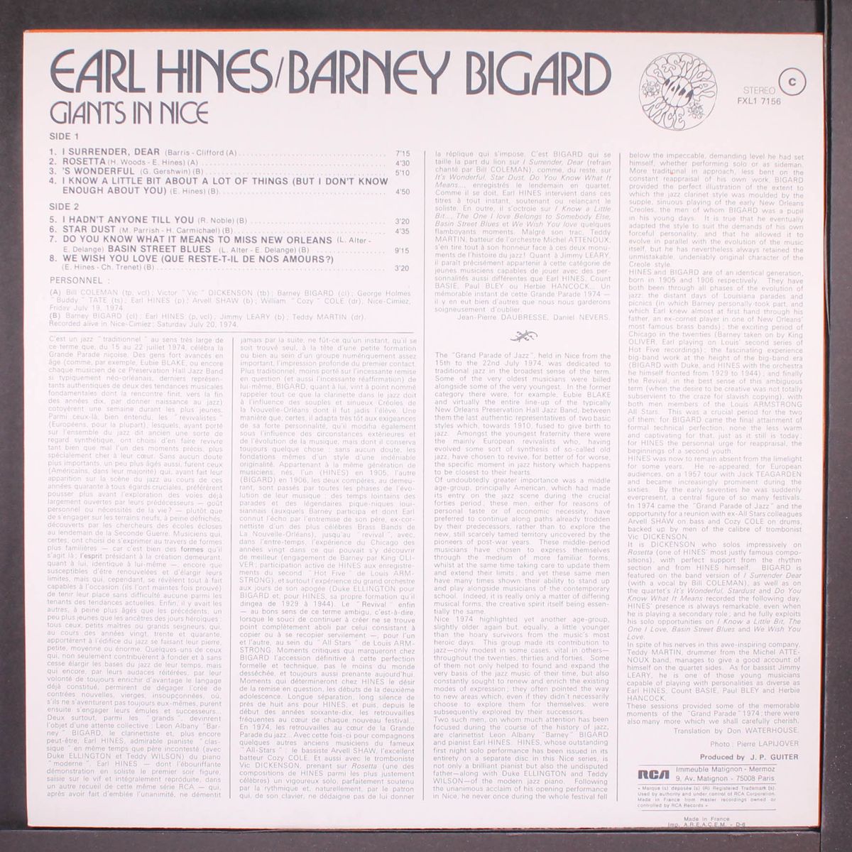giants in nice by EARL HINES, BARNEY BIGARD