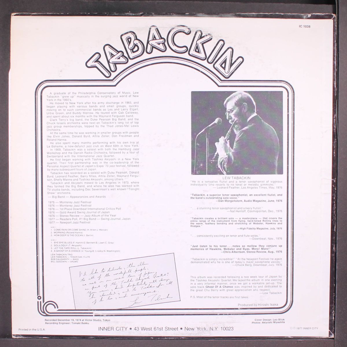 tabackin by LEW TABACKIN