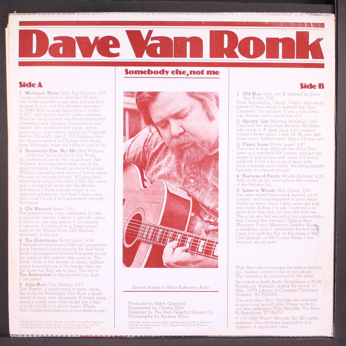 somebody else, not me by DAVE VAN RONK