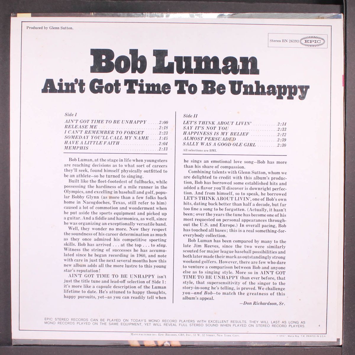 ain't got time to be unhappy by BOB LUMAN