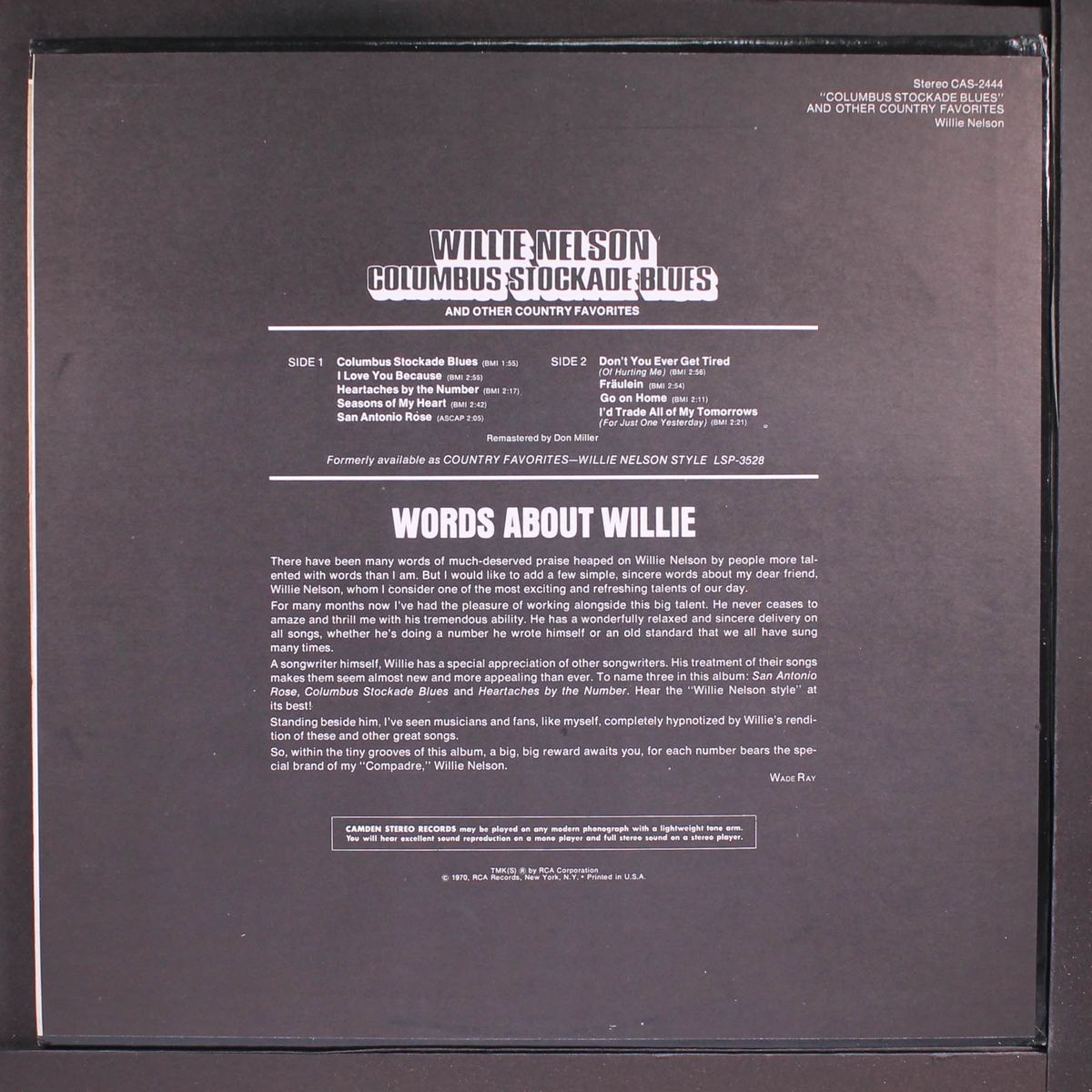 columbus stockade blues by WILLIE NELSON