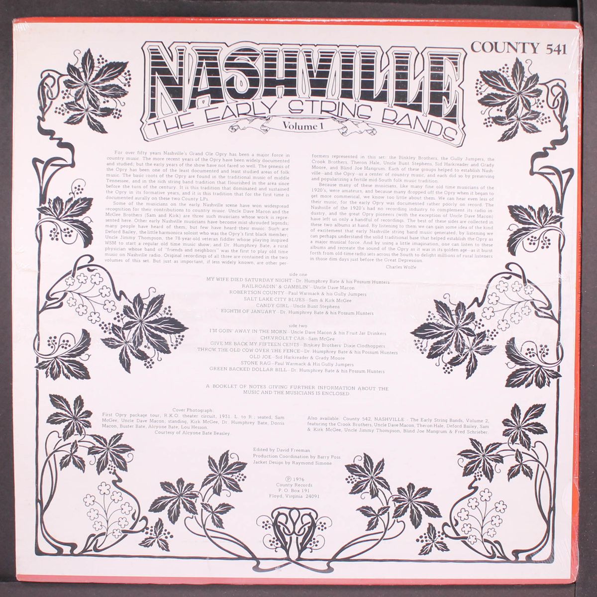 nashville; the early string bands, vol. 1 by VARIOUS