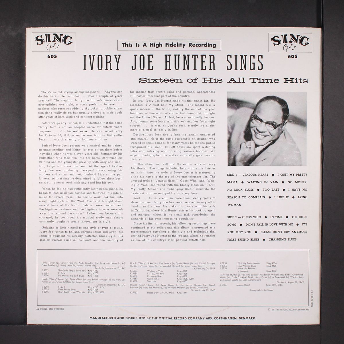 sixteen of his greatest hits by IVORY JOE HUNTER