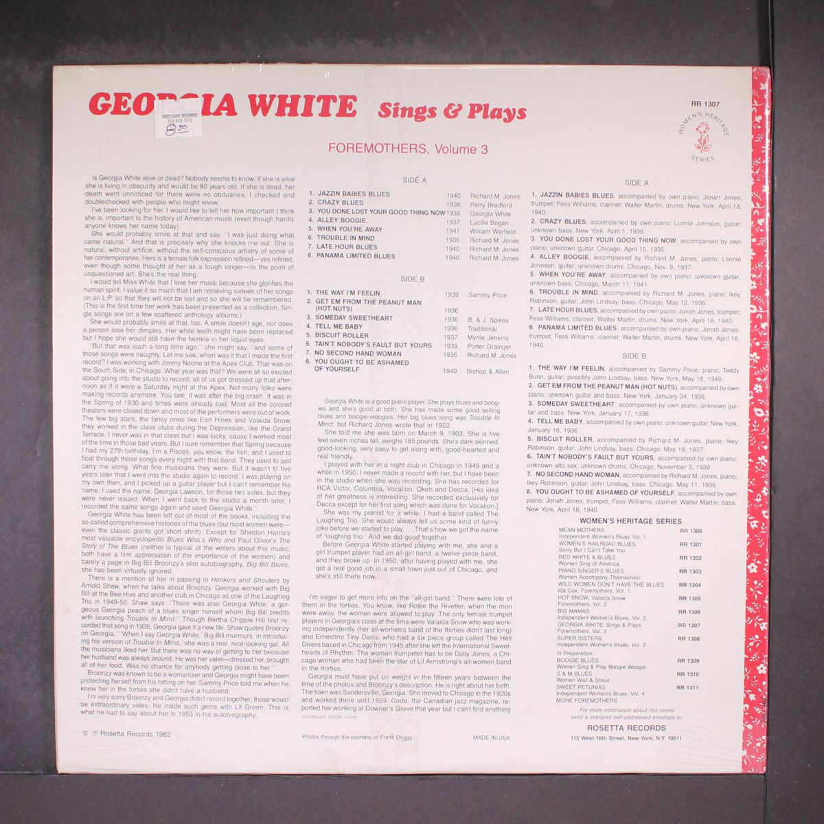 sings & plays the blues by GEORGIA WHITE