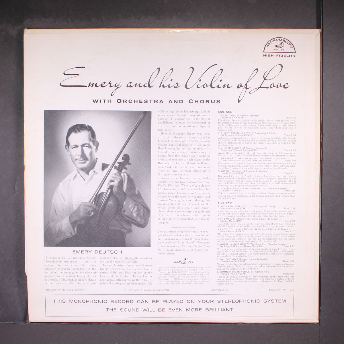 and his violin of love by EMERY