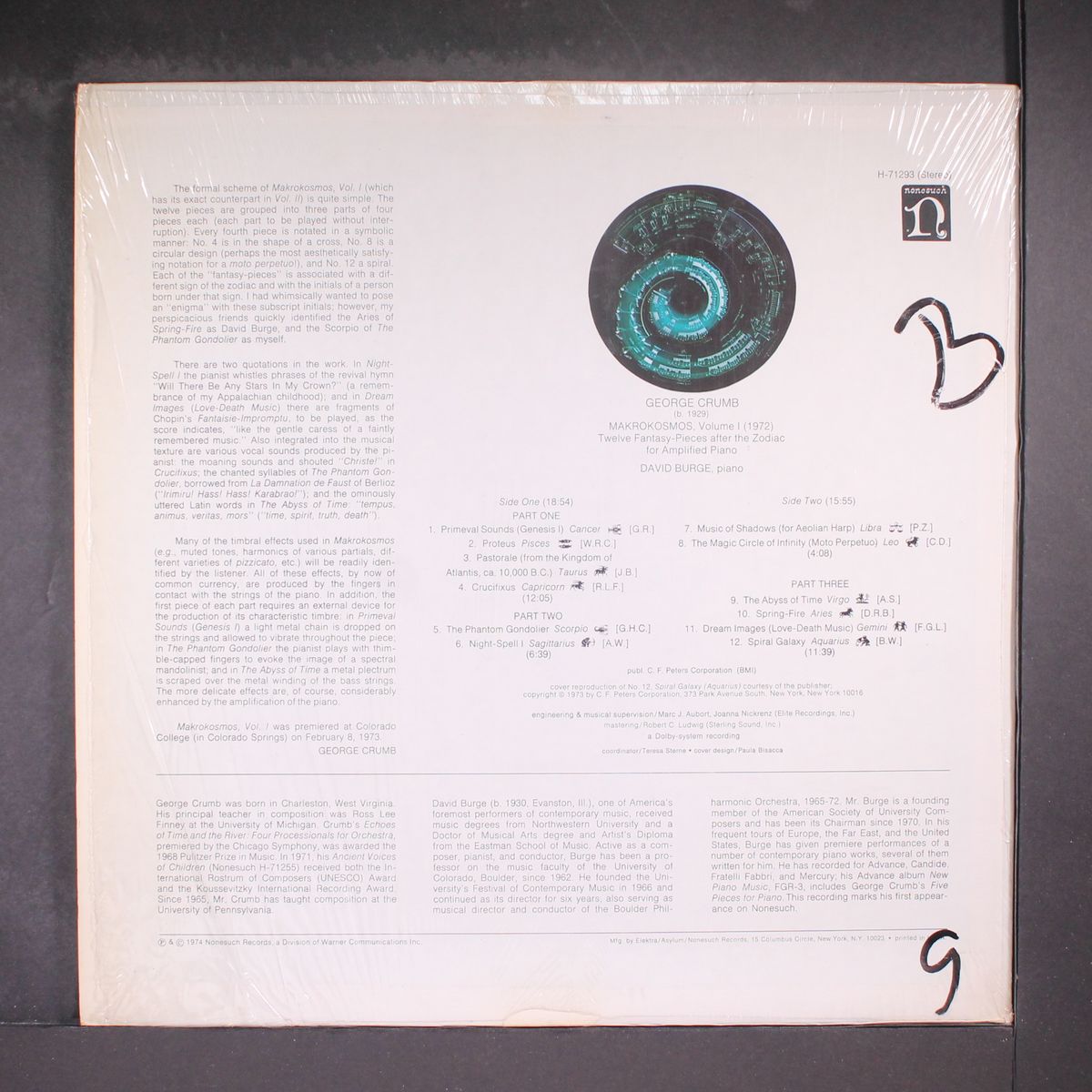 george crumb: makrokosmos, vol 1 lp by DAVID BURGE