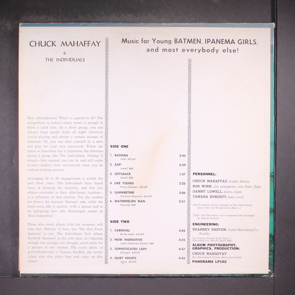 music for young batmen & ipanema girls and most everybody else by CHUCK MAHAFFAY & INDIVIDUALS
