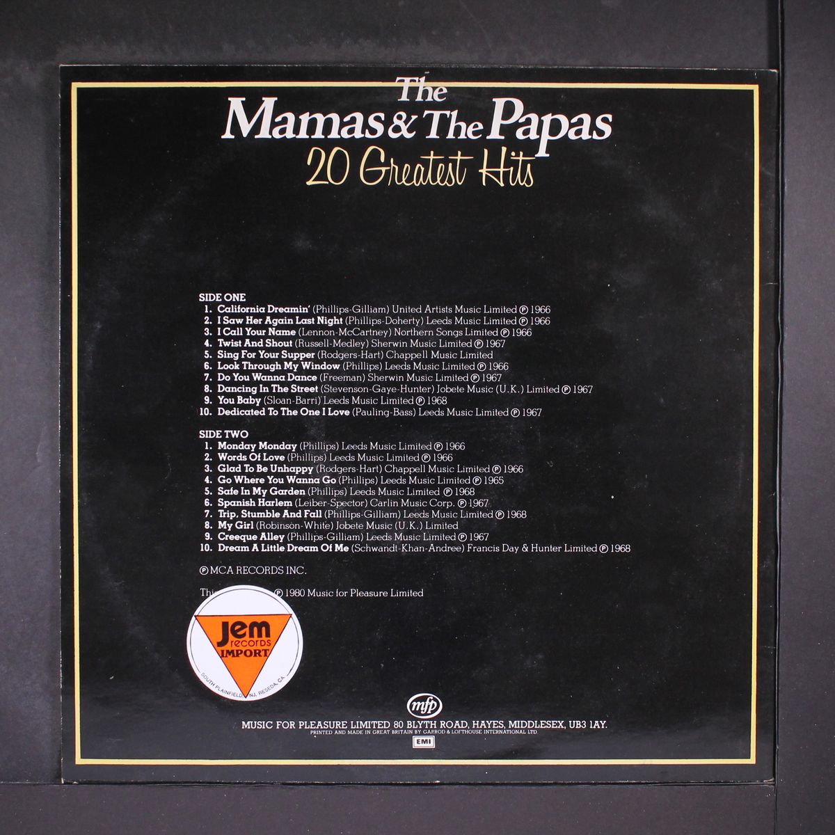 20 greatest hits by MAMAS & PAPAS