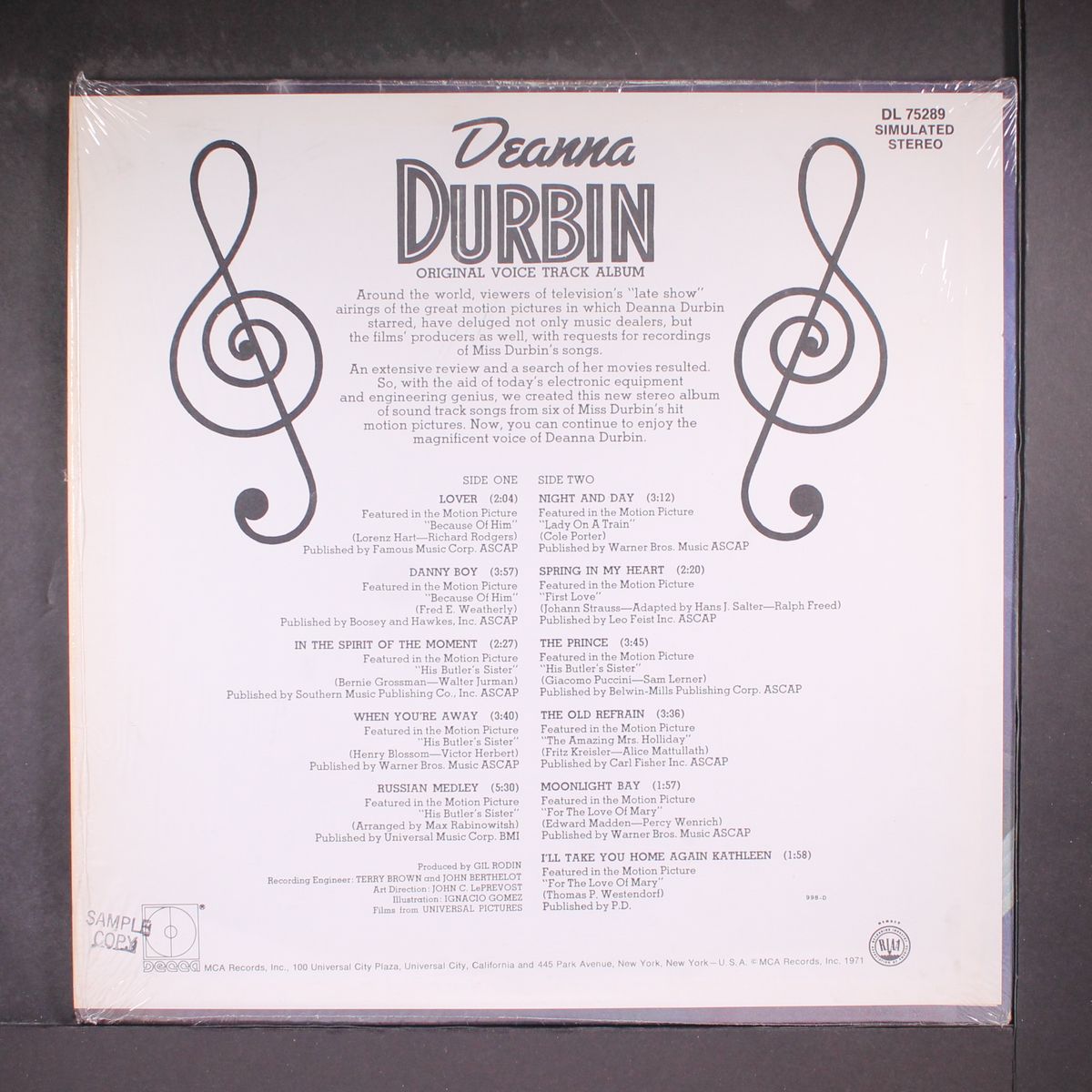 original voice tracks by DEANNA DURBIN