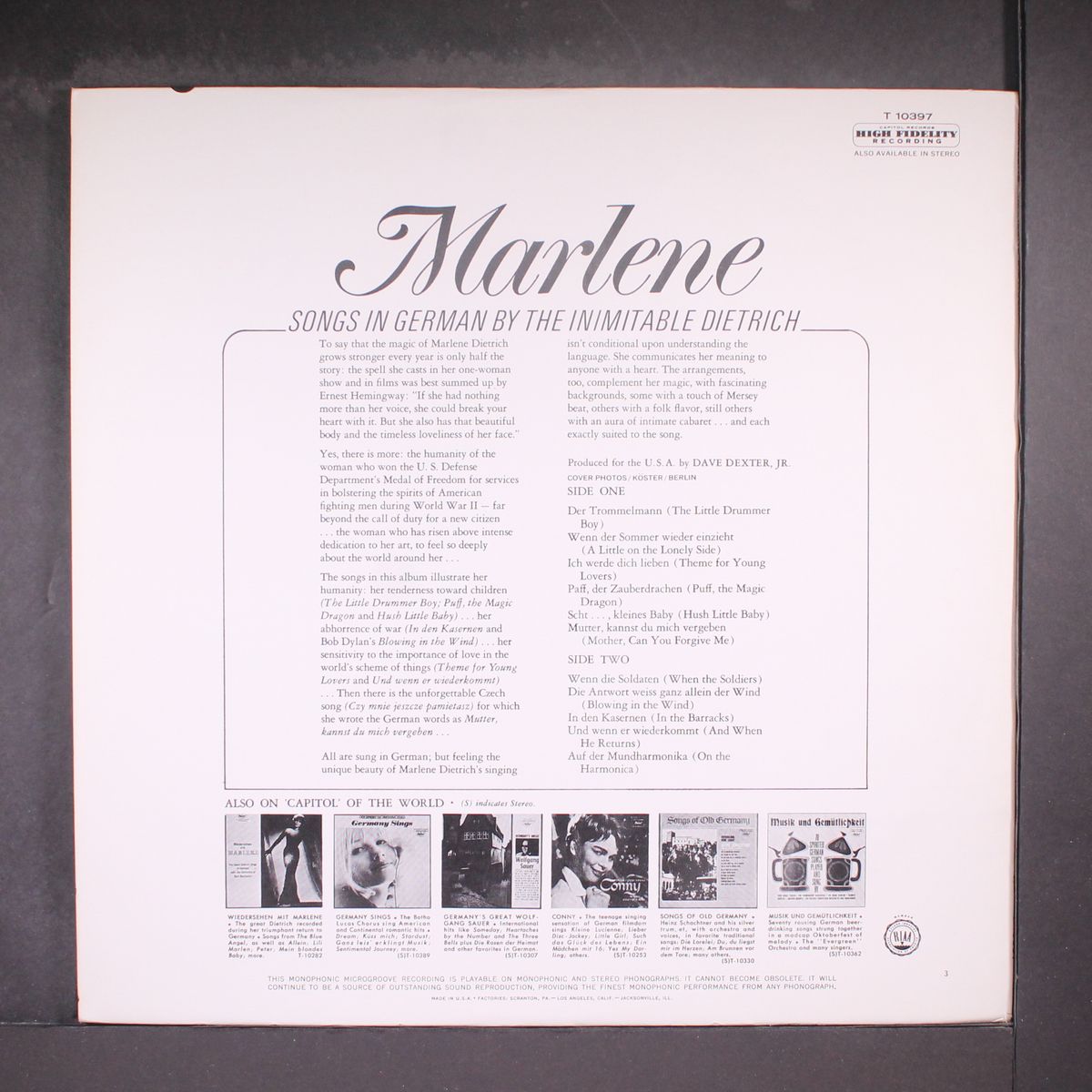 marlene by MARLENE DIETRICH