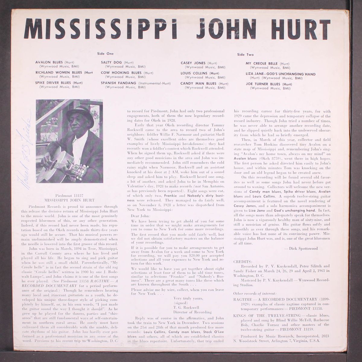 folk songs and blues by MISSISSIPPI JOHN HURT