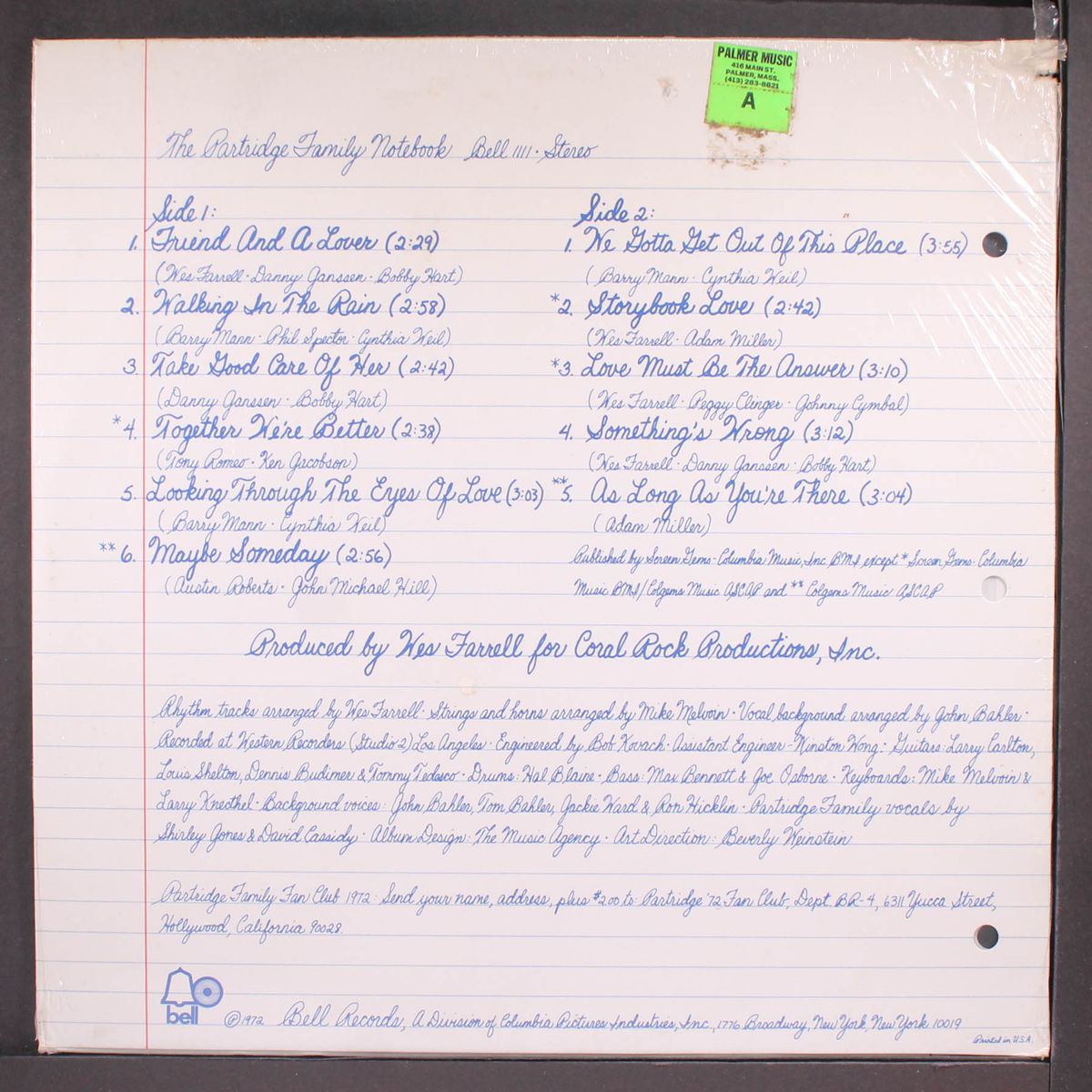 the partridge family notebook by PARTRIDGE FAMILY