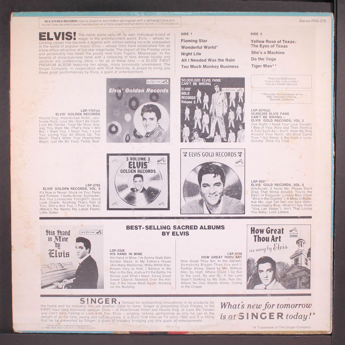 singer presents flaming star and others by ELVIS PRESLEY