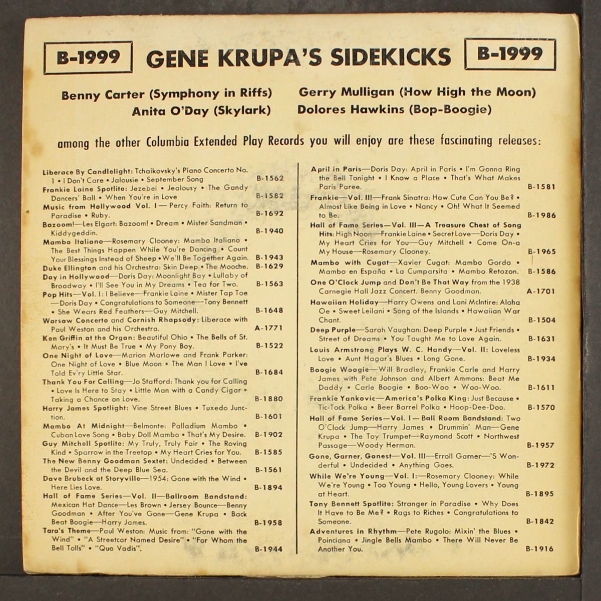 krupa's sidekicks by GENE KRUPA