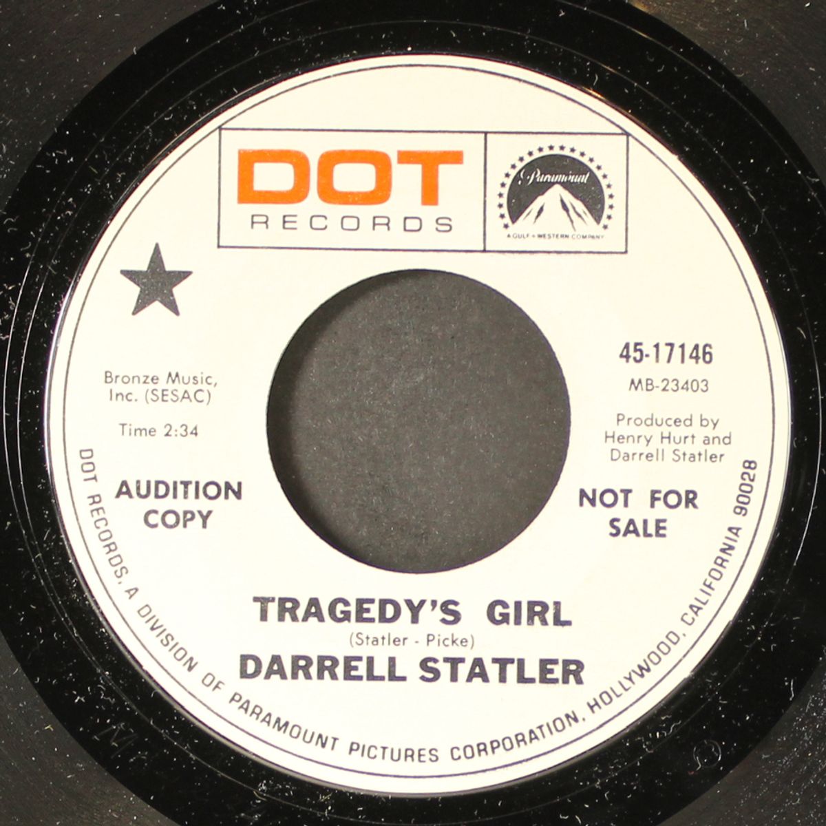 tragedy's girl / been to bakersfield by DARRELL STATLER