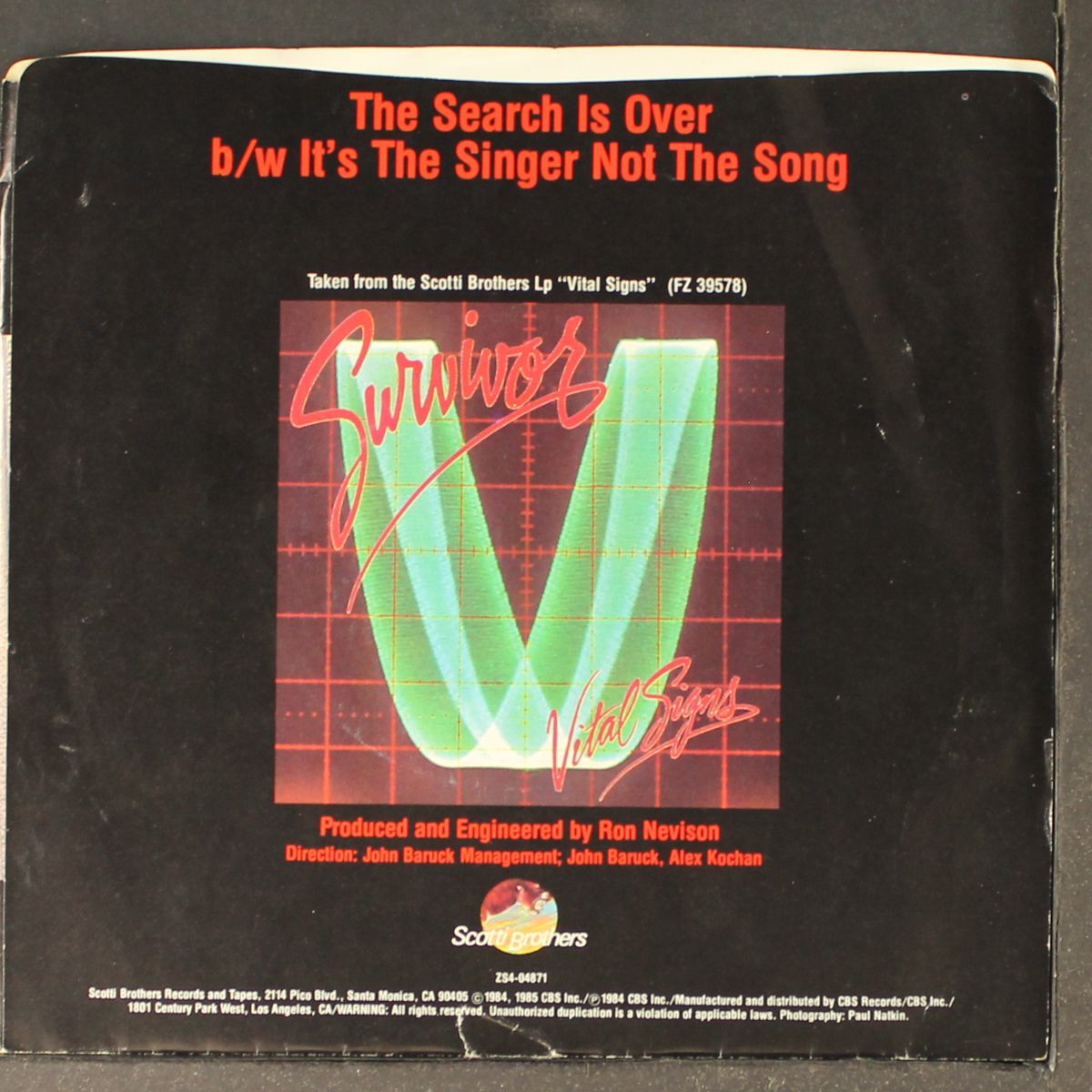 the search is over / it's the singer not the song by SURVIVOR