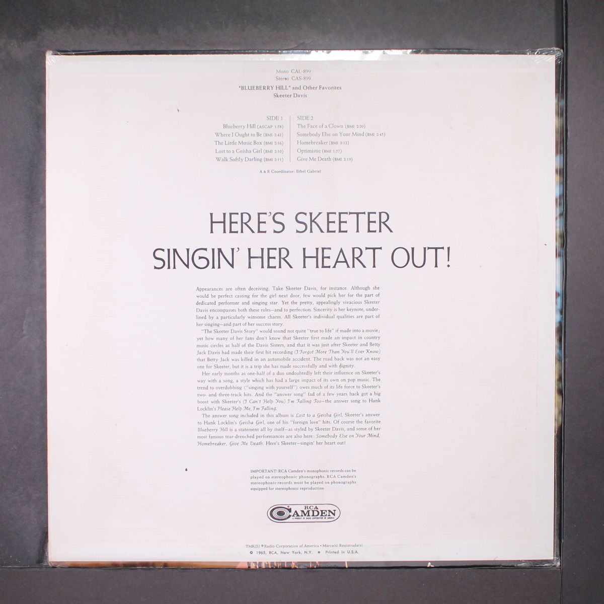 blueberry hill by SKEETER DAVIS