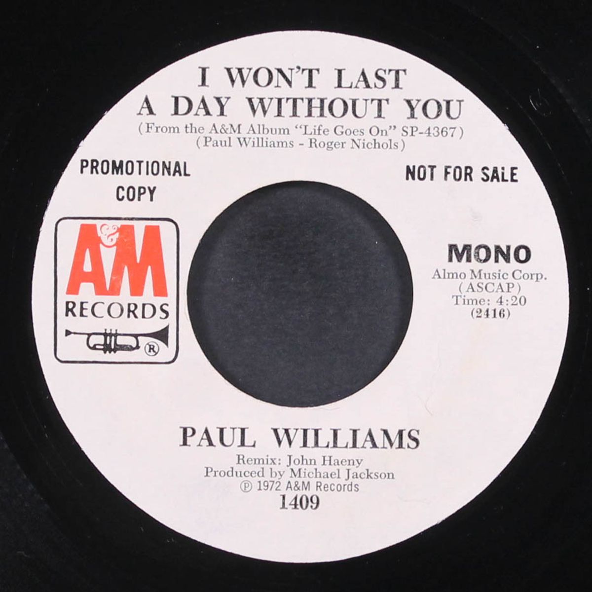 i won't last a day without you / mono by PAUL WILLIAMS