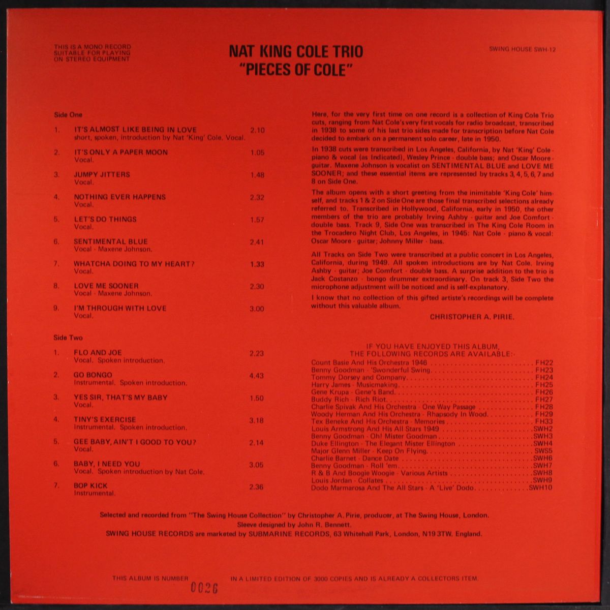 pieces of cole by NAT KING COLE