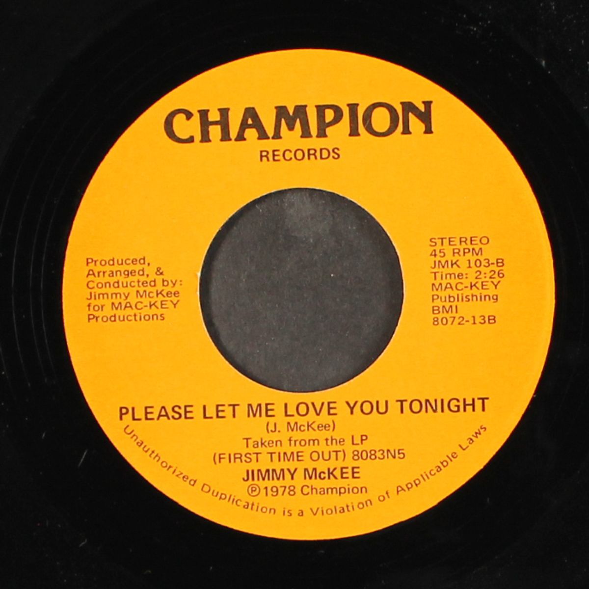 in and out / please let me love you tonight by JIMMY MCKEE