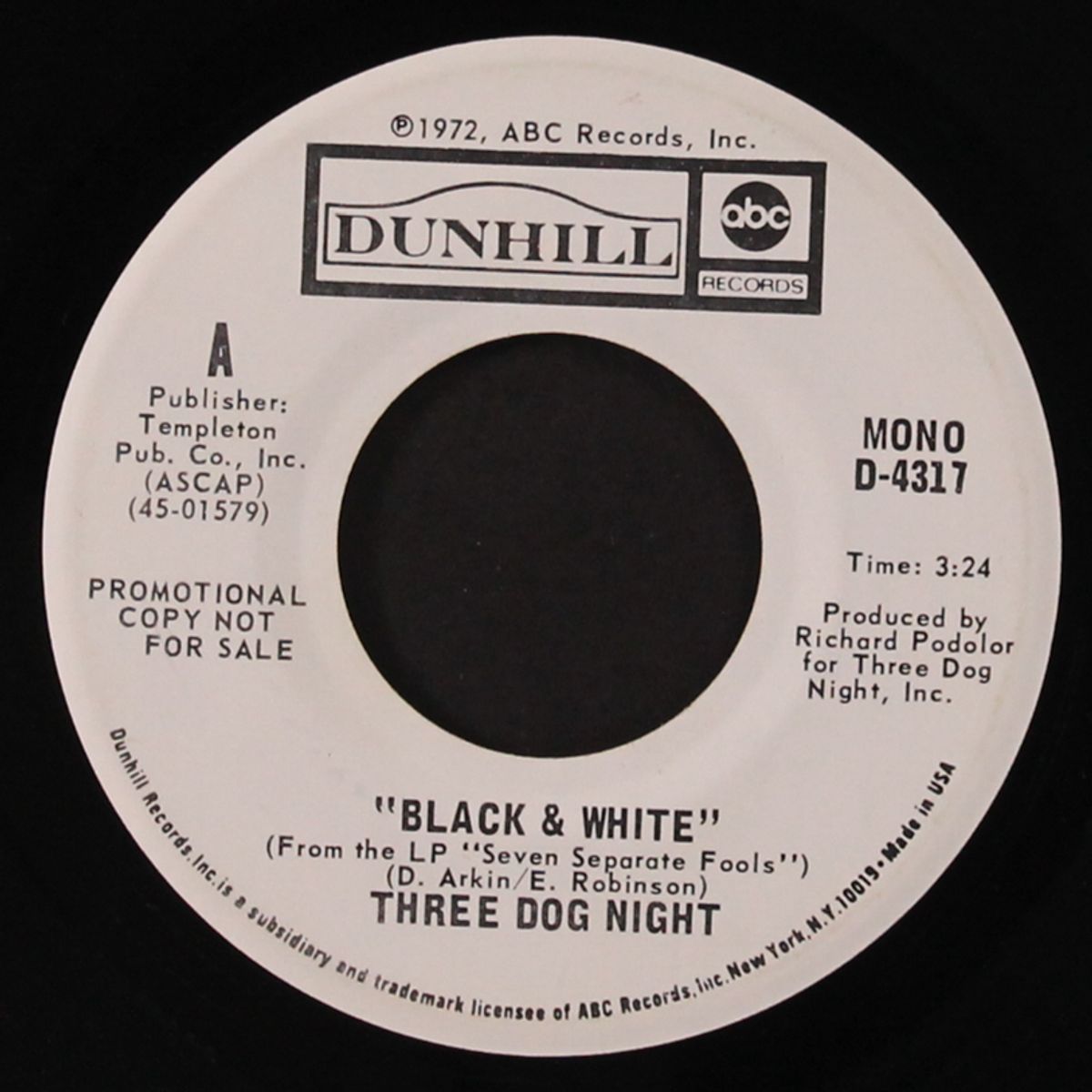 black & white / mono by THREE DOG NIGHT