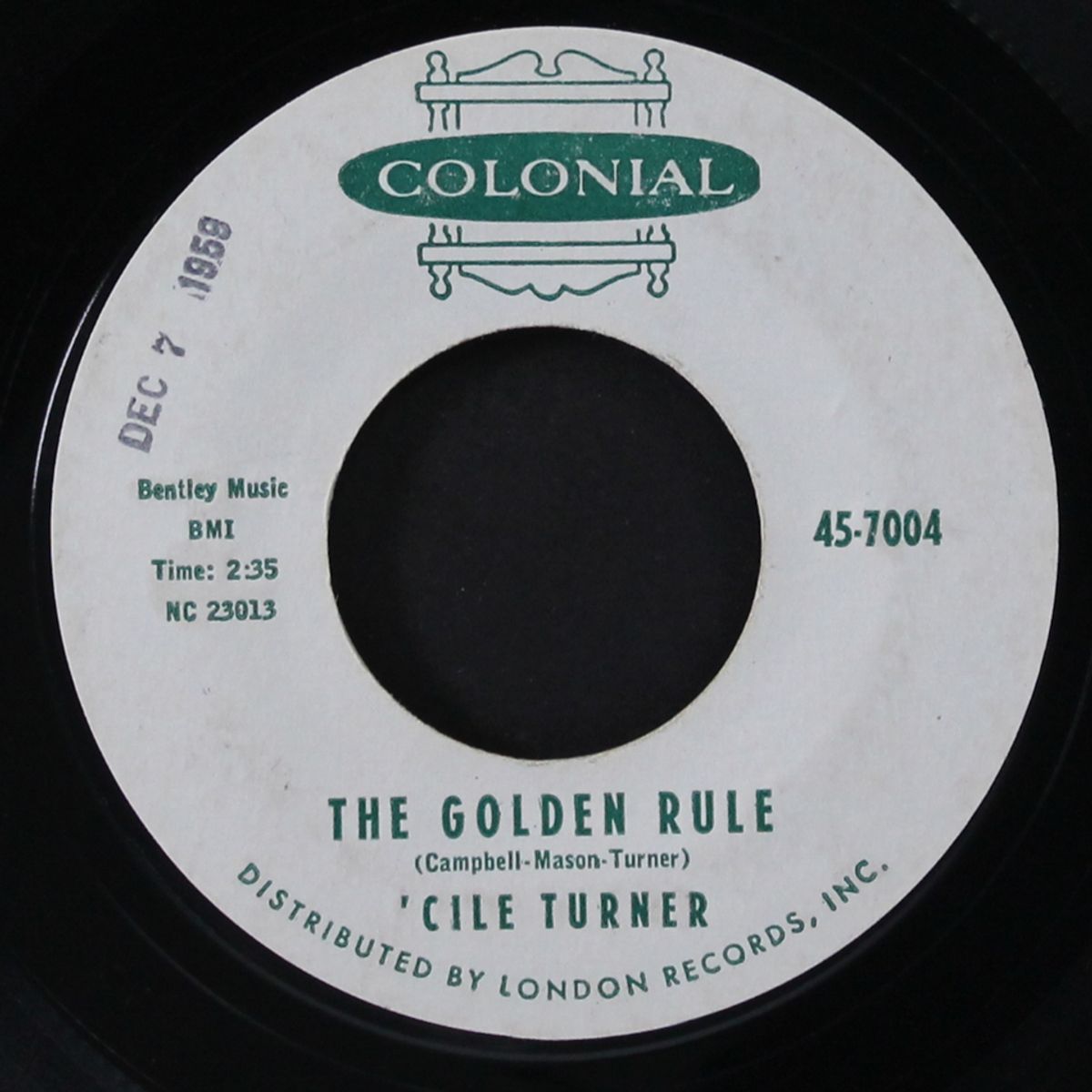 crap shootin' sinner / the golden rule by 'CILE TURNER