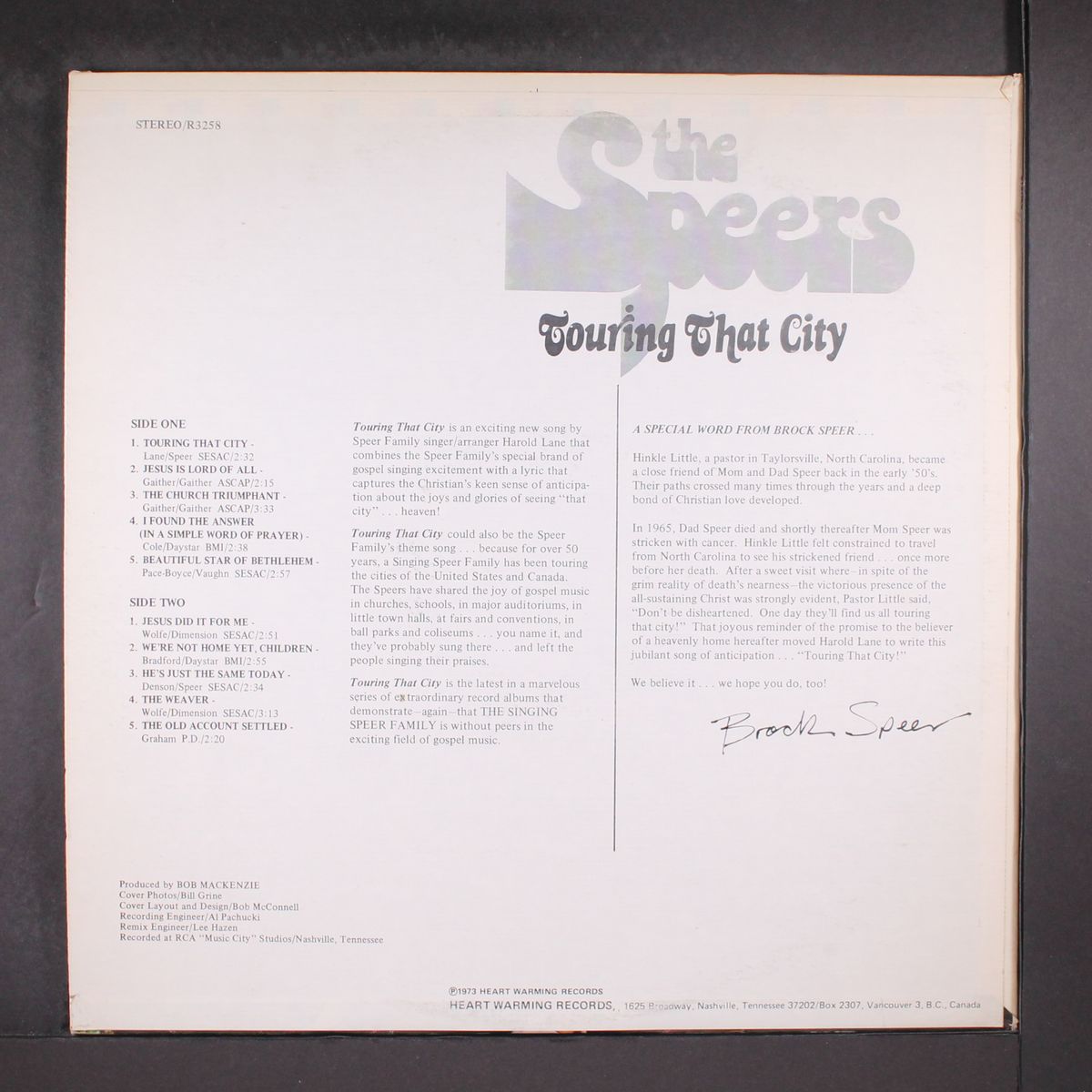 touring that city by SPEERS