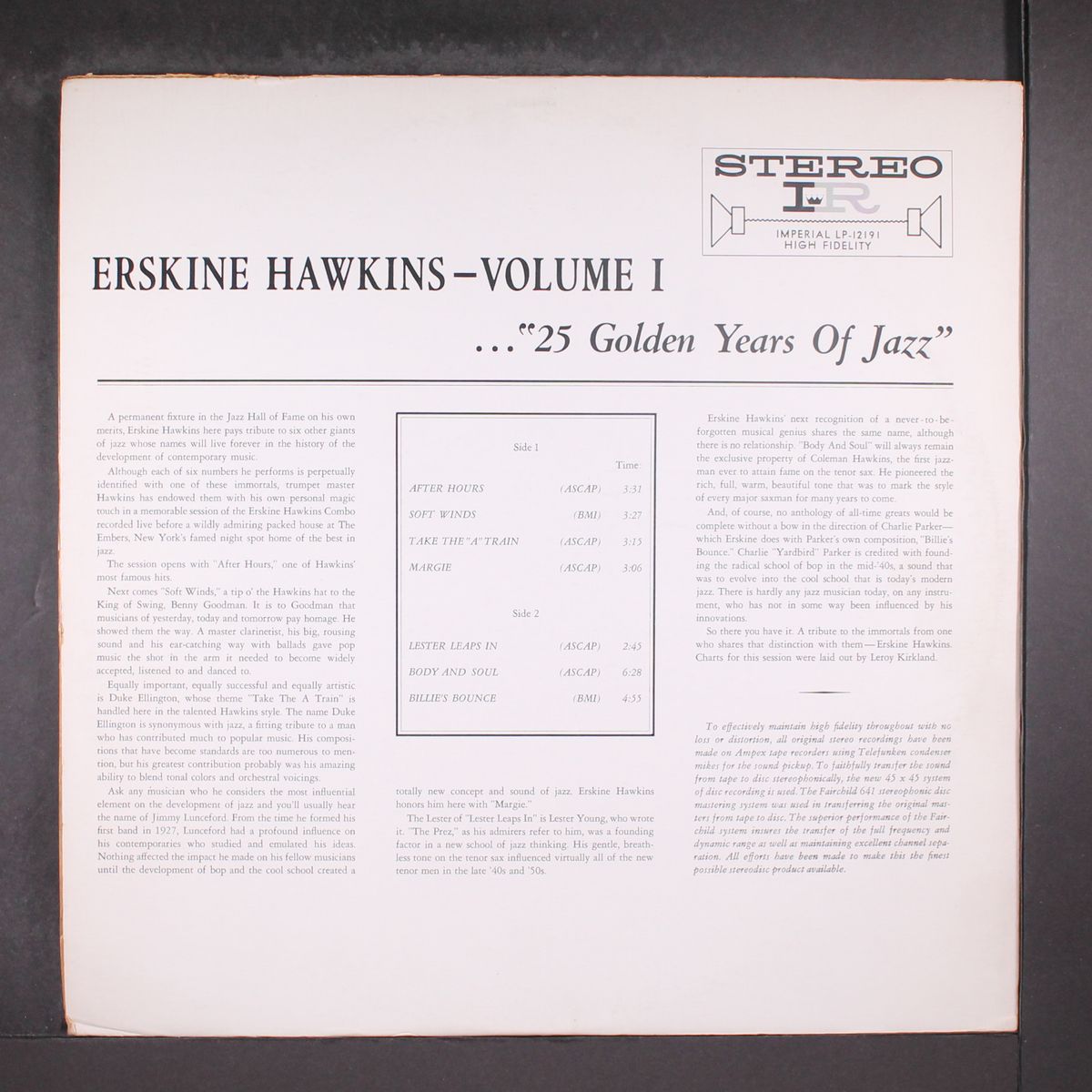 25 golden years of jazz vol. 1 by ERSKINE HAWKINS
