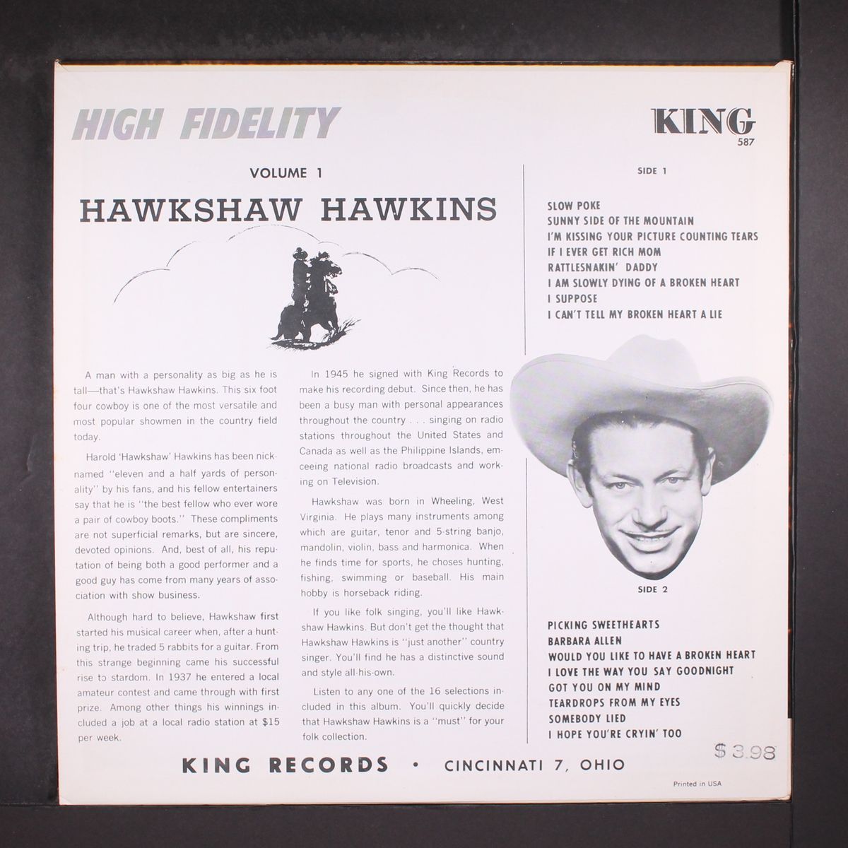 volume 1 by HAWKSHAW HAWKINS