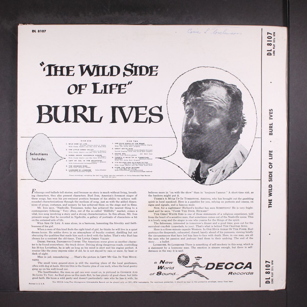 the wild side of life by BURL IVES