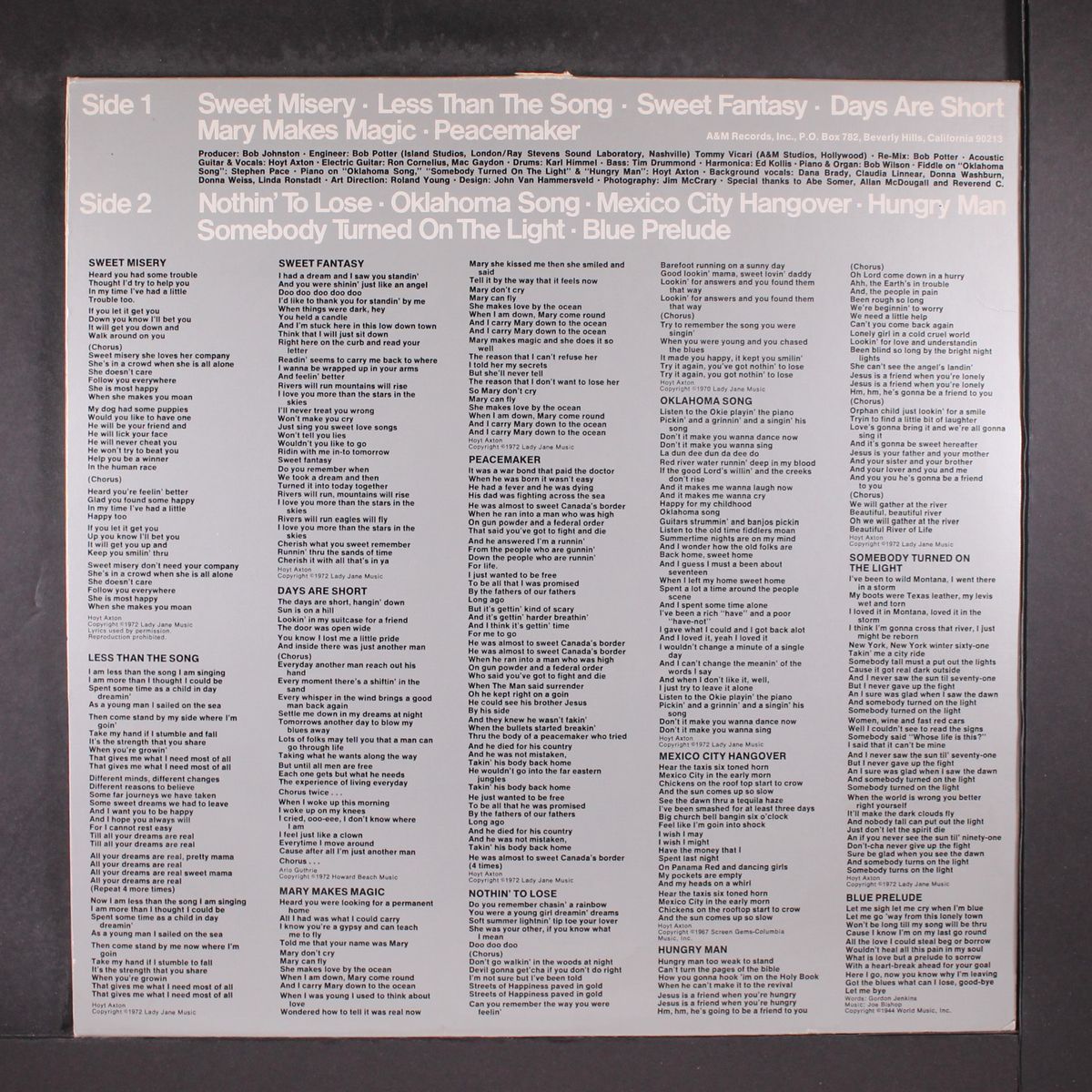 less than the song by HOYT AXTON