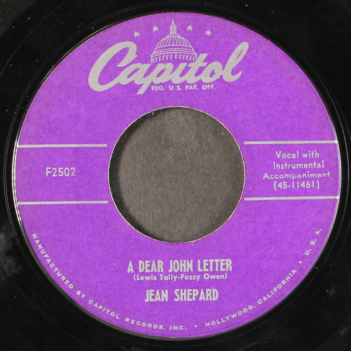 a dear john letter / i'd rather die young by JEAN SHEPARD