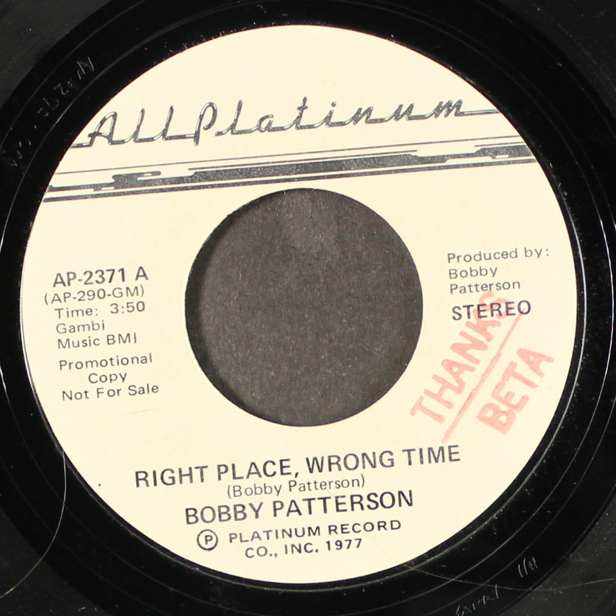 right place, wrong time / same by BOBBY PATTERSON