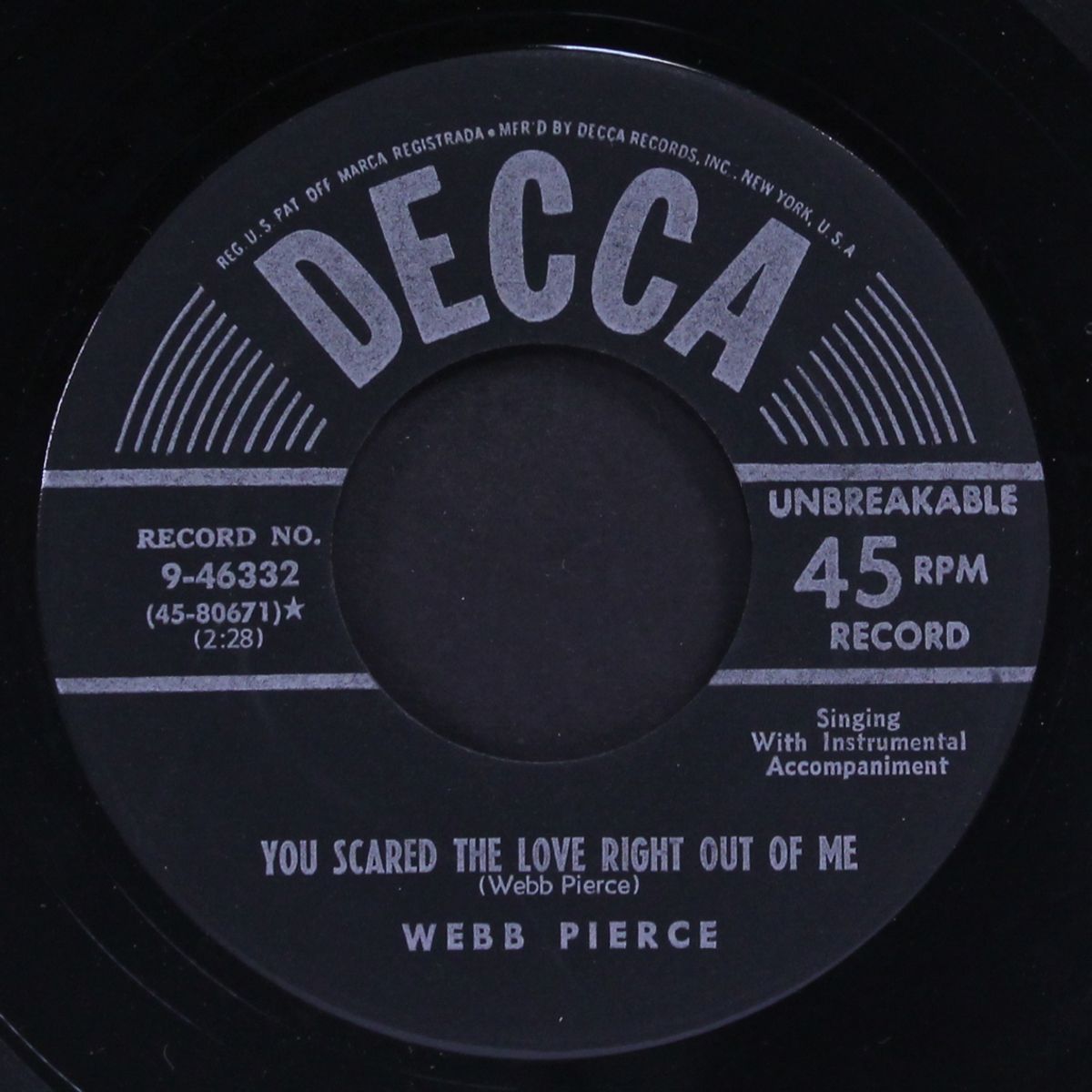 california blues / you scared the love right out of me by WEBB PIERCE