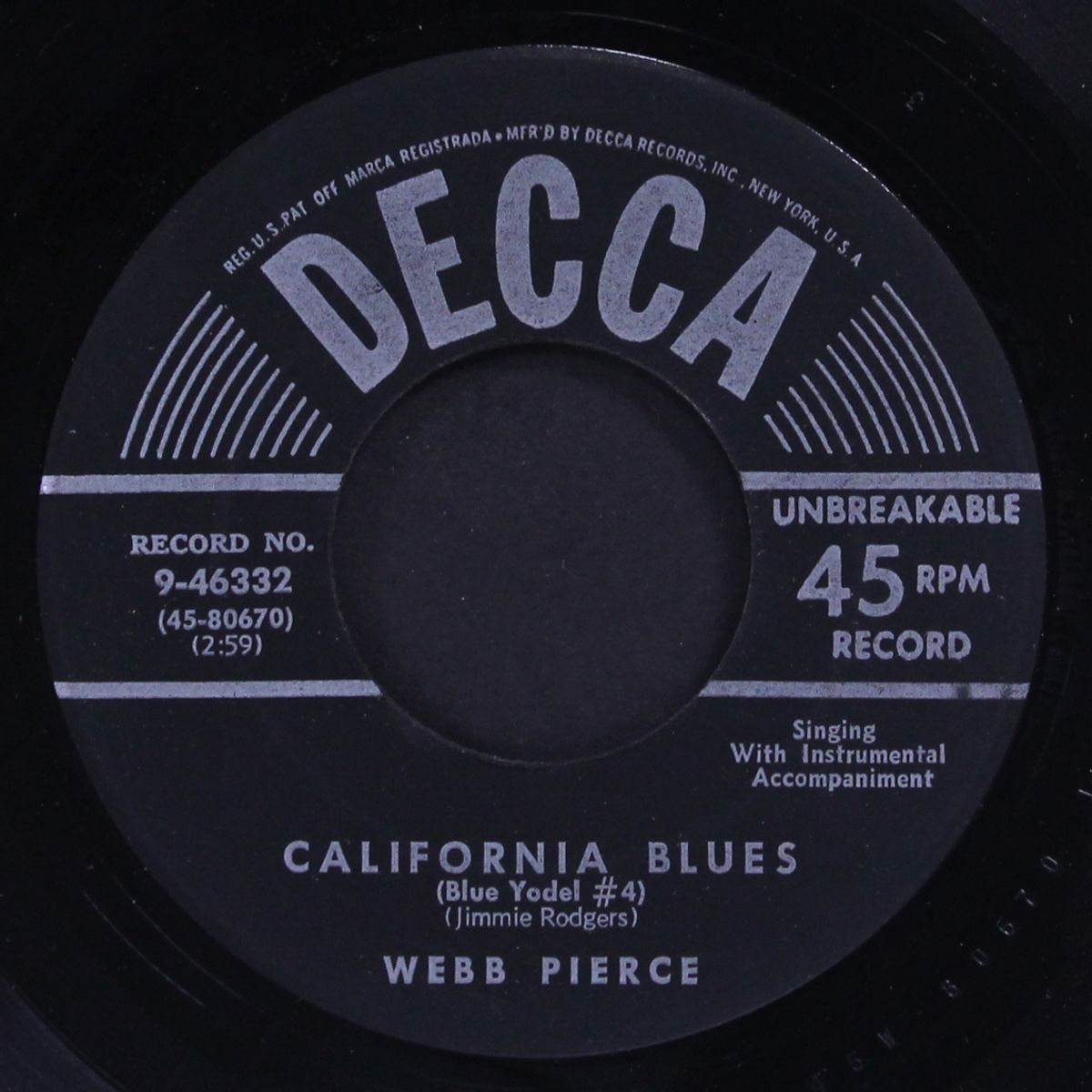 california blues / you scared the love right out of me by WEBB PIERCE