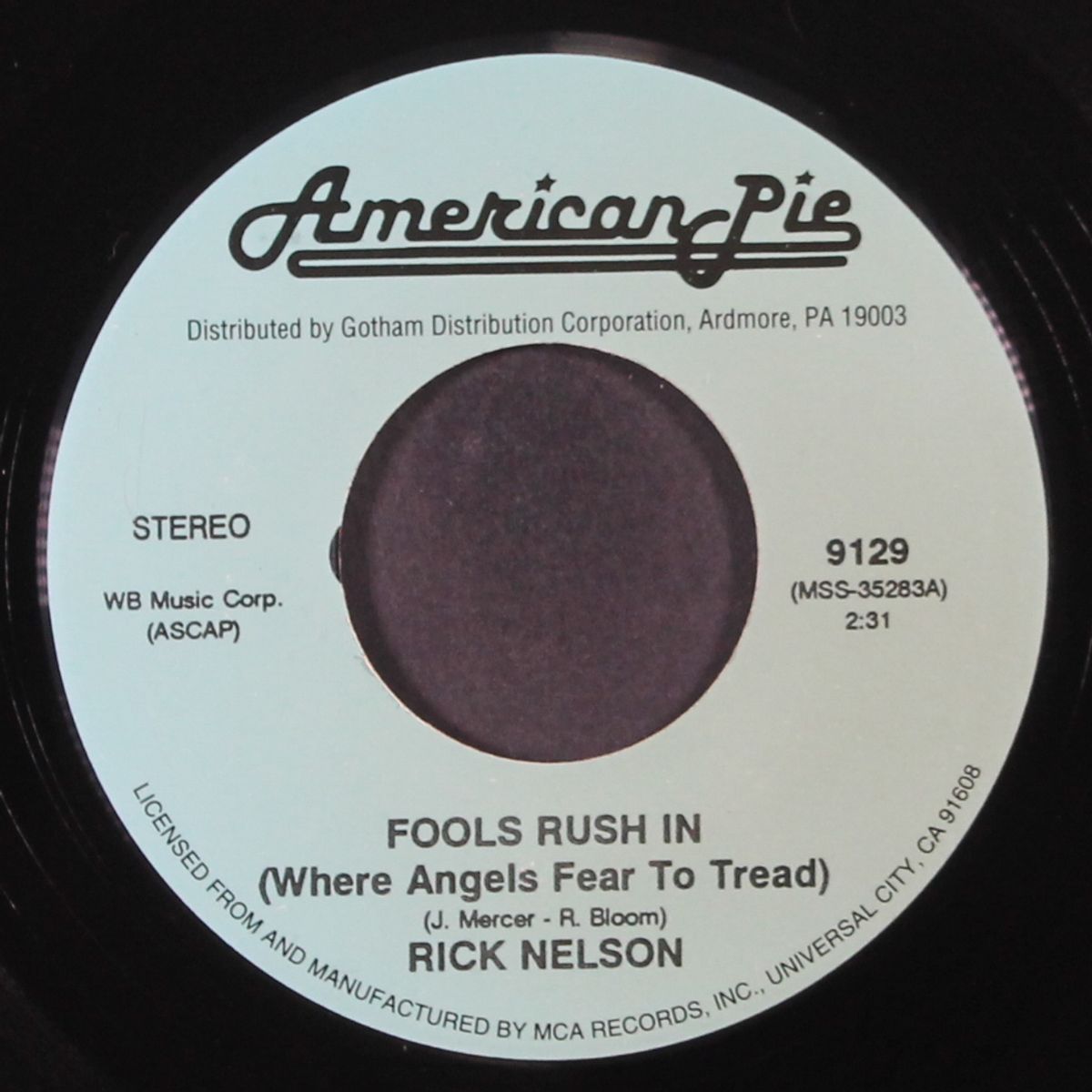 fools rush in / for you by RICK NELSON